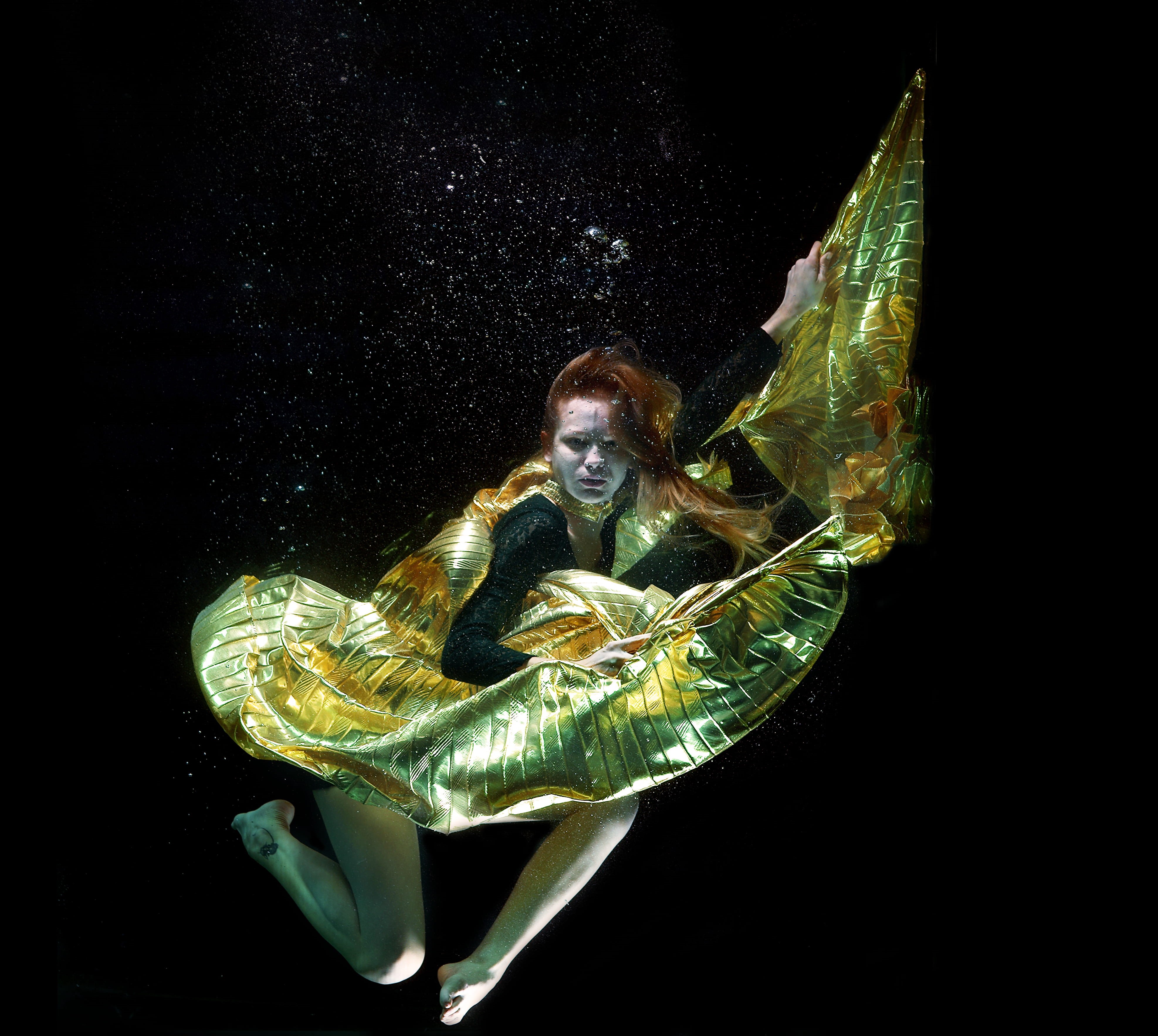 contemporary, balance, art, aquarium, love, black background, hairstyle, deep, underwater, one animal, motion, beauty, shape, digital composite, concept, HD Wallpaper