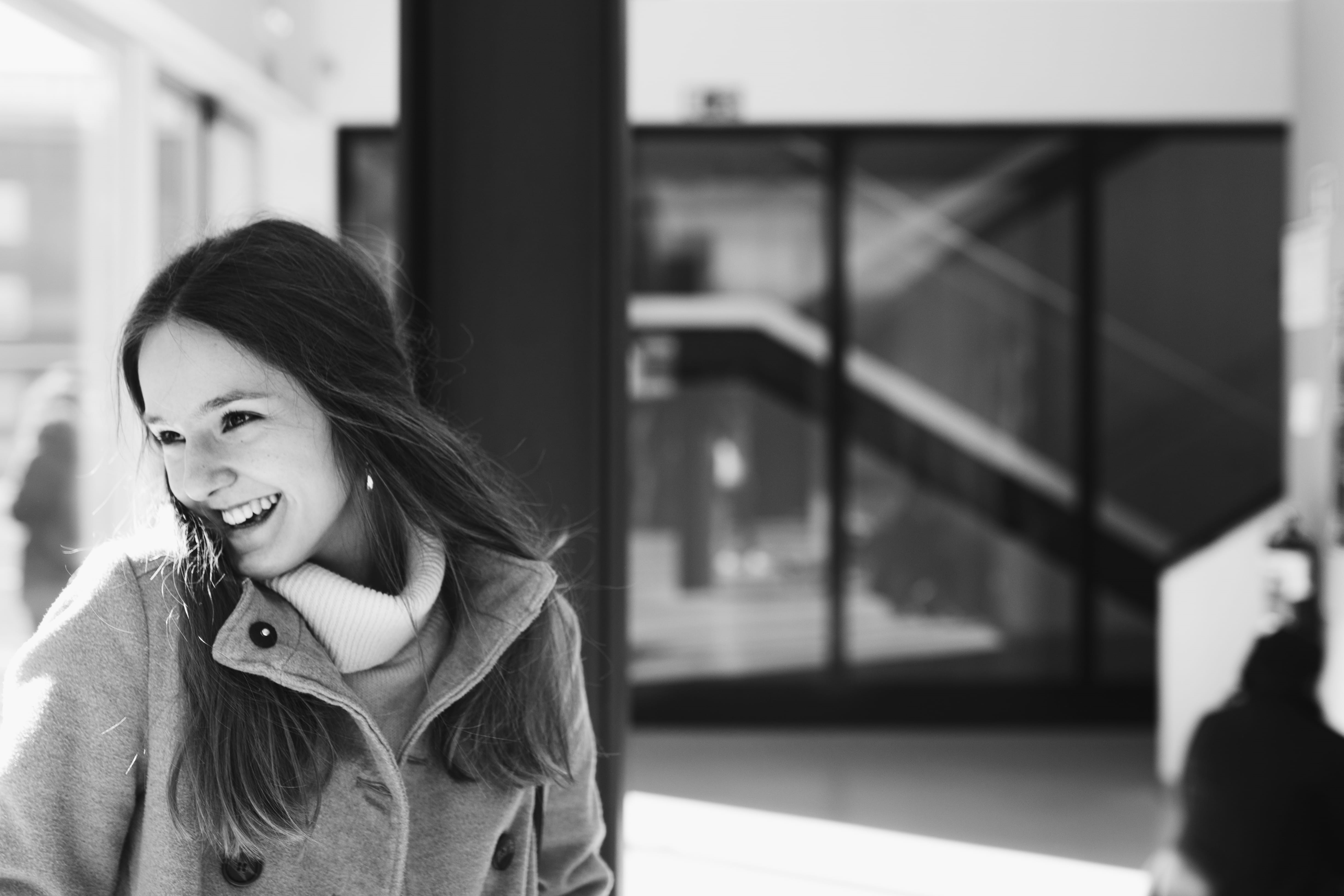 toothy smile, casual clothing, inside, window, one person, lady, photoshoot, facial expression, face, girl, young adult, fashion, indoors, casual, person, HD Wallpaper