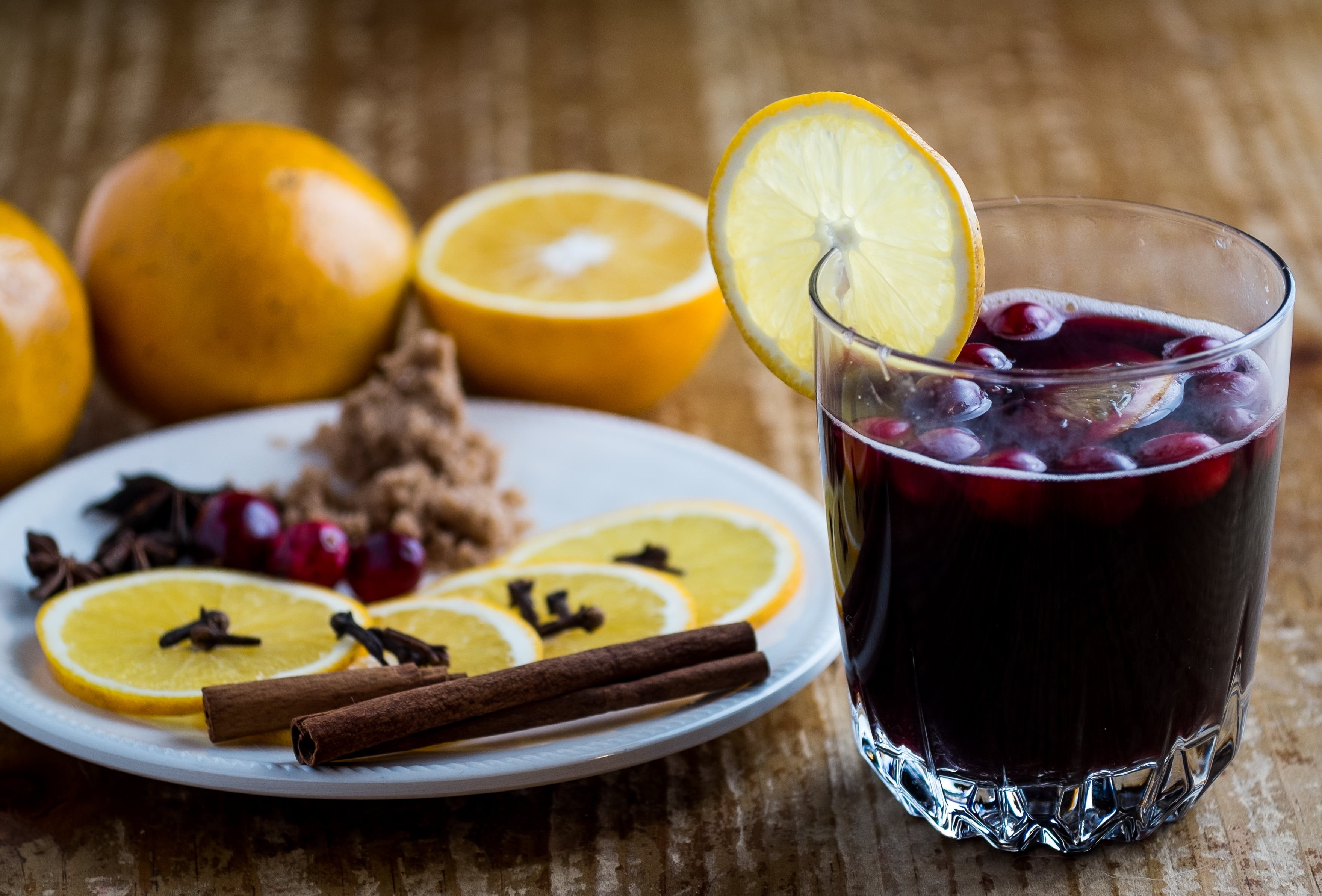 drink, Fuji, orange, sliced, freshness, clear, drinking, fruit, minolta, anise, mulled-wine, table, food, cinnamon, glass, 2K, X-Pro1, Red  wine, alcohol, HD Wallpaper