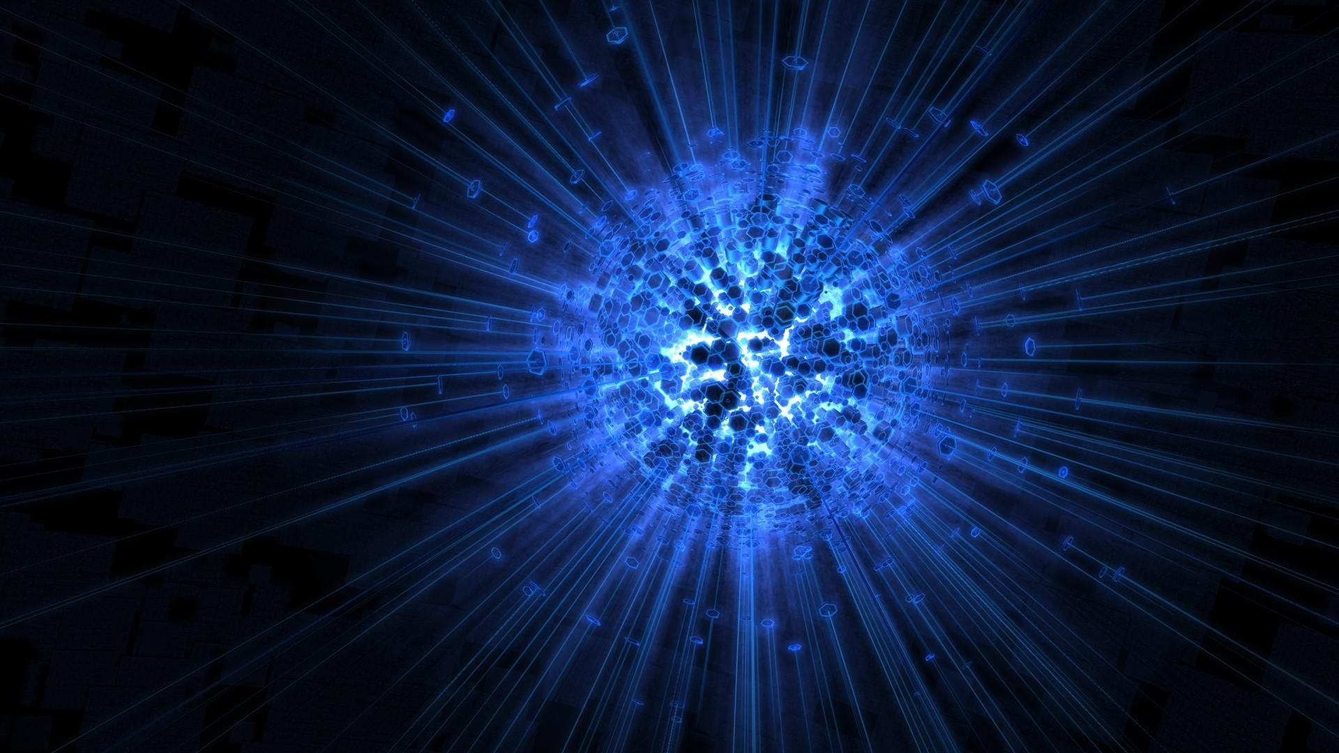 hexagon, light - natural phenomenon, abstract, purple, light, technology, glowing, night, backgrounds, sphere, blue, bright, fiber optic, 1080P, exploding, HD Wallpaper