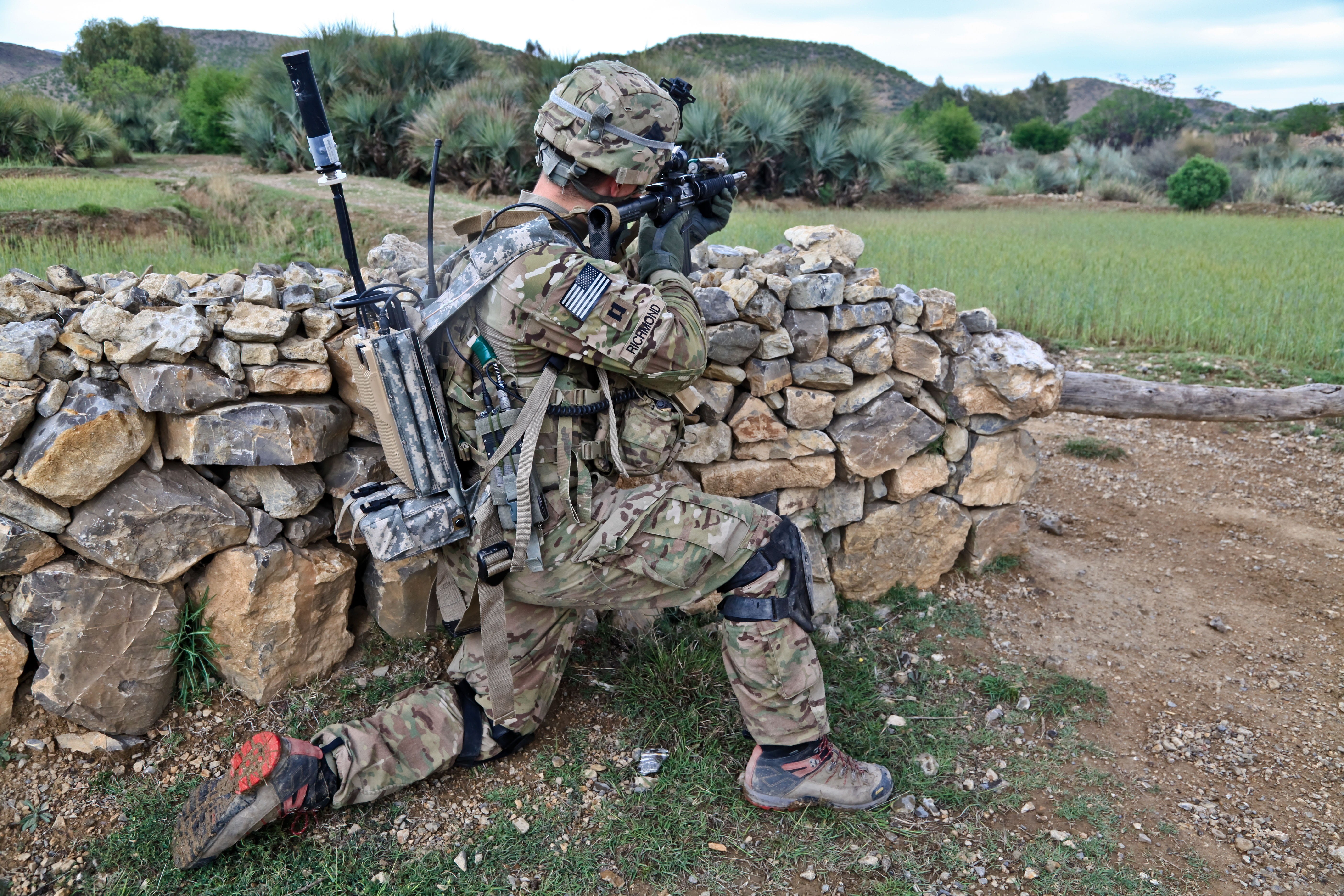 day, men, field, two people, adults only, land, government, full length, 5K, standing, shooting, army soldier, weapons, military training, nature, Afghanistan, HD Wallpaper