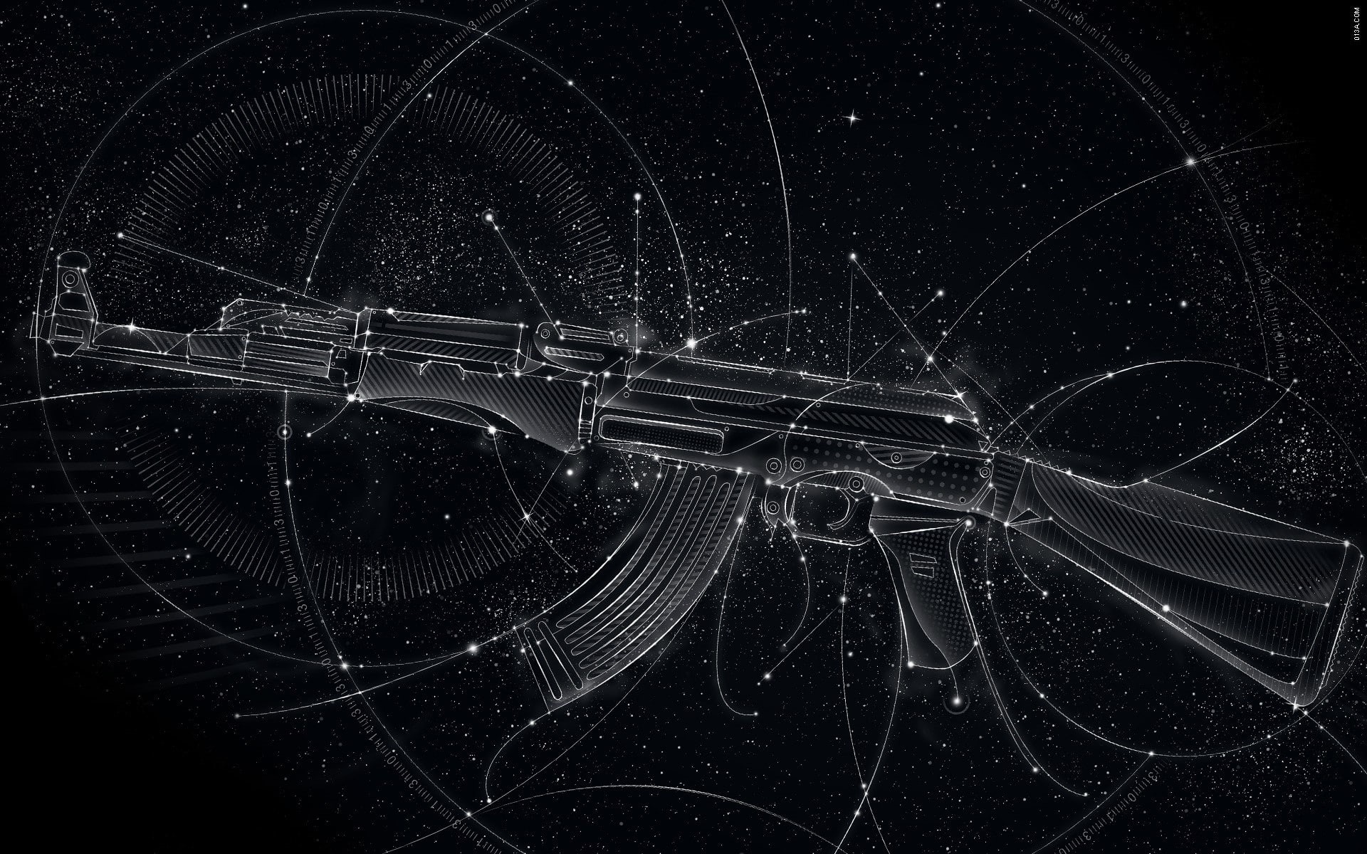 backgrounds, 1080P, no people, geometric shape, mode of transportation, AK-47, long exposure, full frame, pattern, transportation, black background, Matei Apostolescu, HD Wallpaper