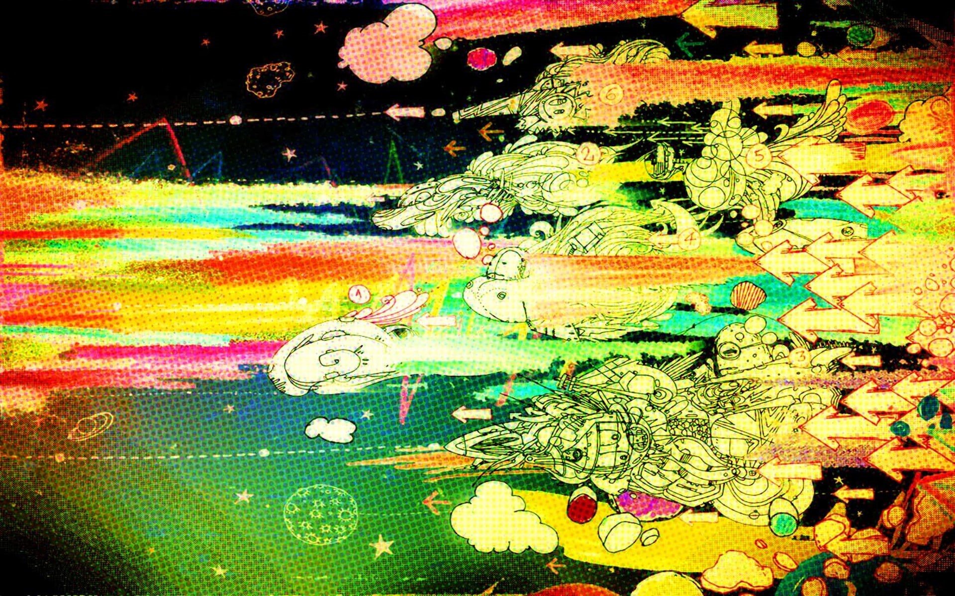 multi colored, backgrounds, full frame, colorful, 1080P, design, wall - building feature, human representation, paint, representation, creativity, art and craft, HD Wallpaper