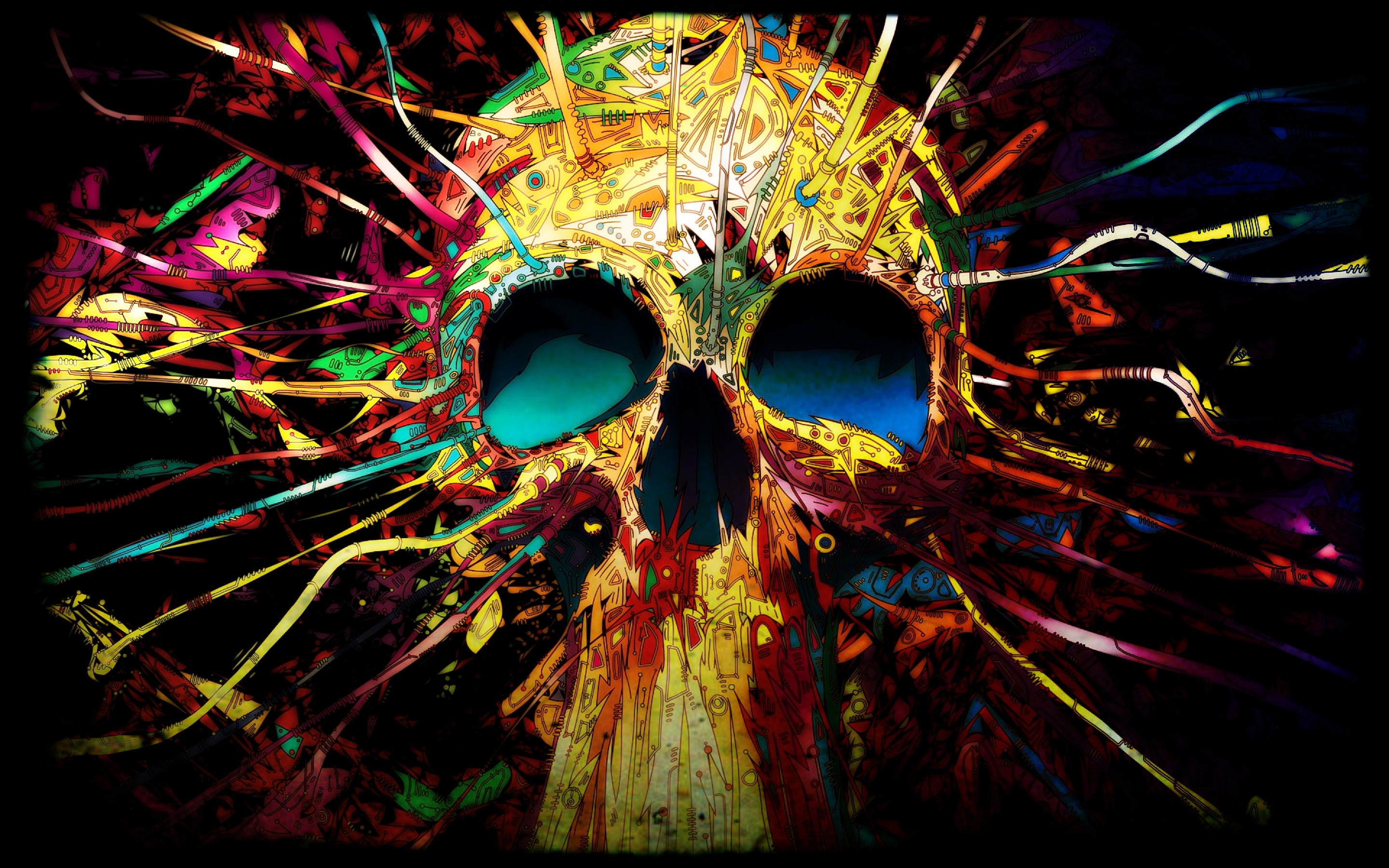 Matei Apostolescu, colorful, skull, digital art, 2K, HD Wallpaper