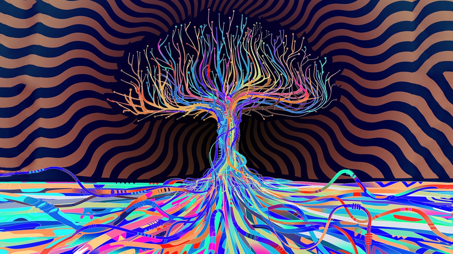 LSD, Matei Apostolescu, 1080P, Trees, abstract, HD Wallpaper