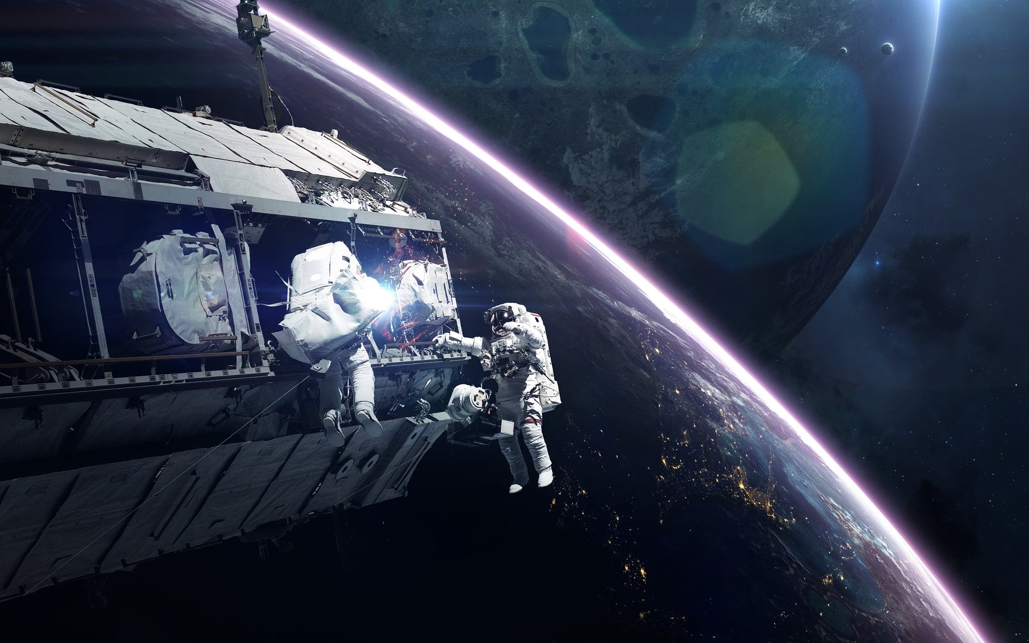 digital art, light - natural phenomenon, Vadim Sadovski, nature, gray, lens flare, night, planet earth, light beam, science fiction, star - space, sky, HD Wallpaper