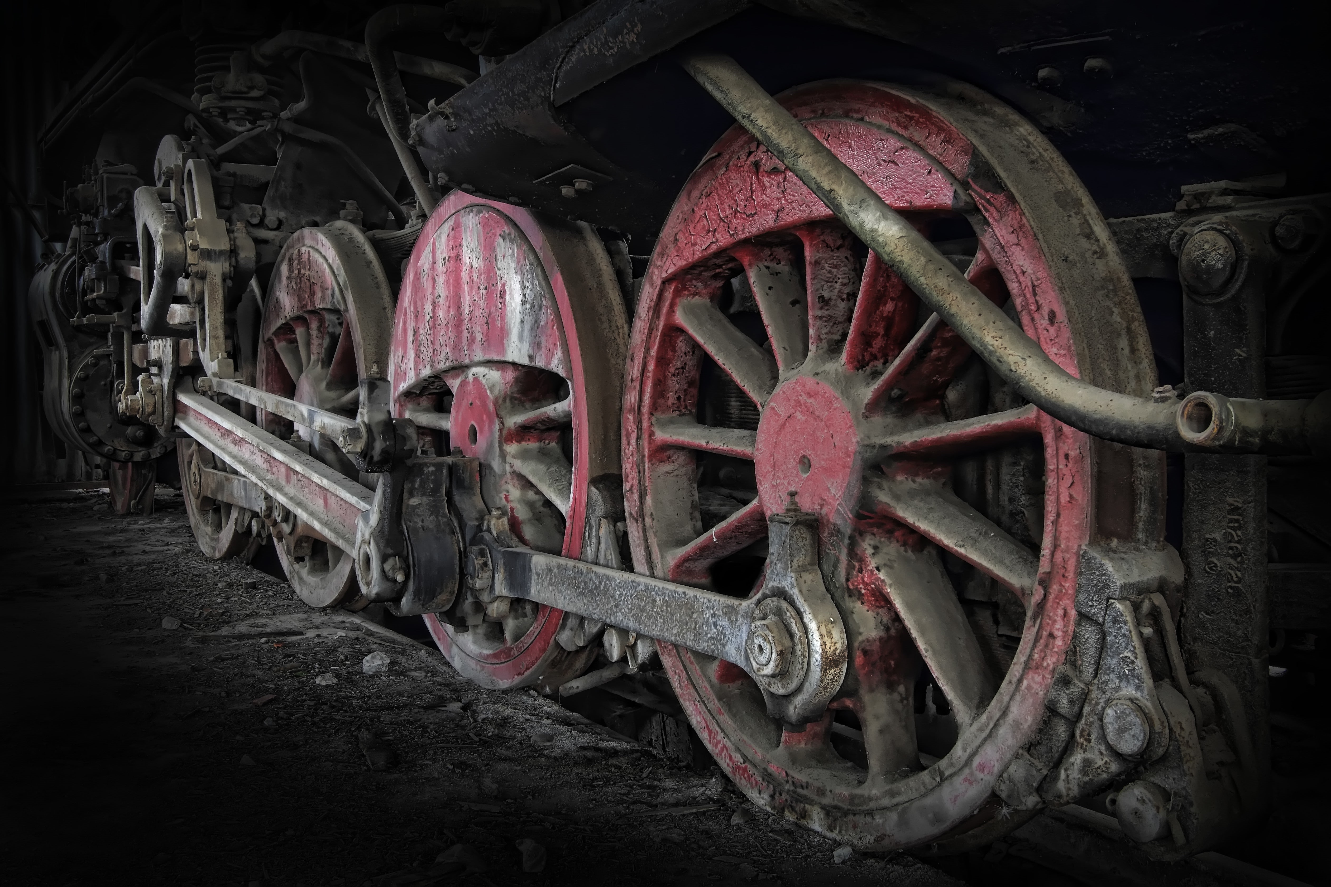 train, 4K, obsolete, machinery, train - vehicle, close-up, geometric shape, transportation, no people, industry, rail transportation, machine, factory, HD Wallpaper