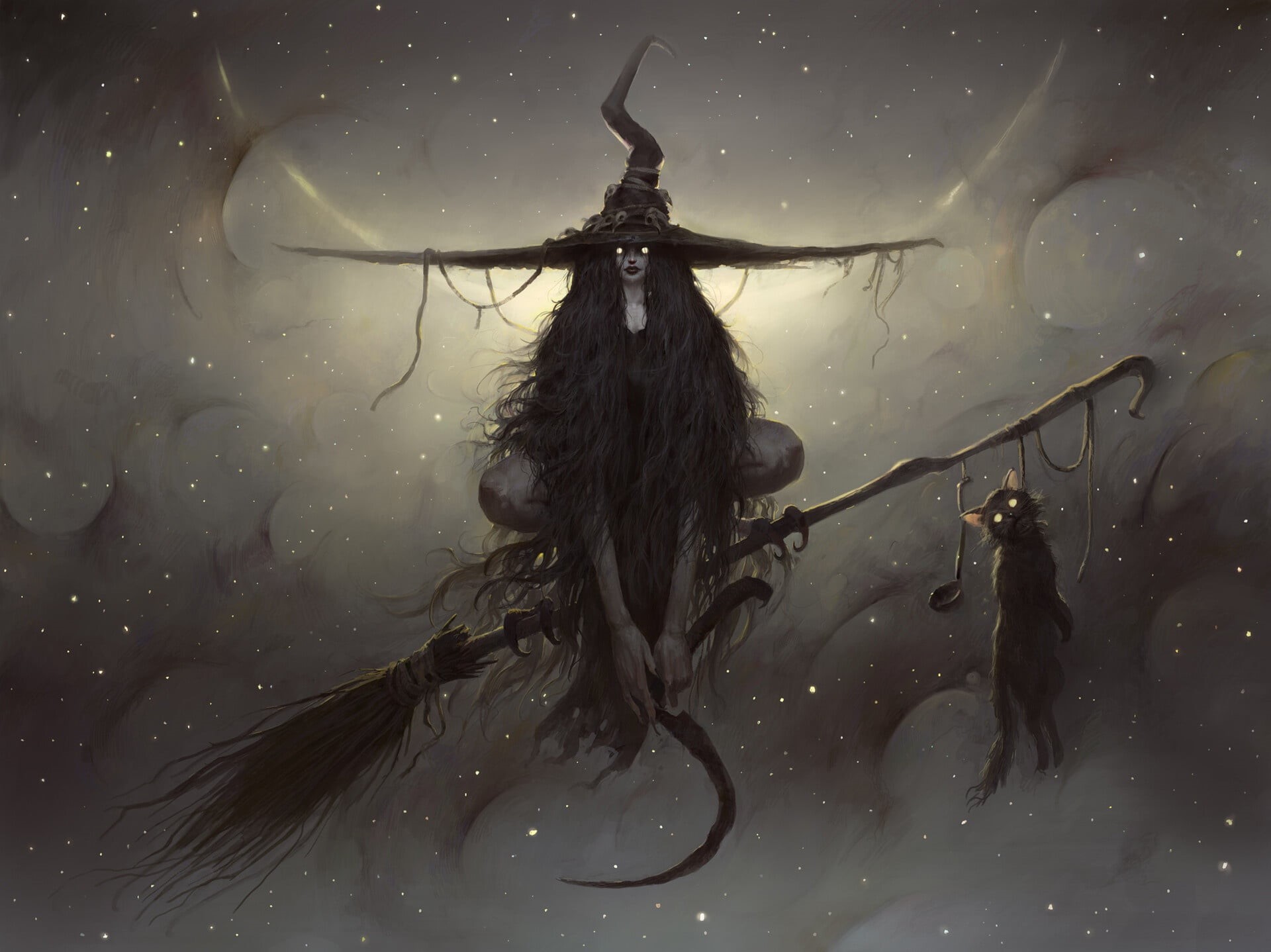 fantasy art, witch, 1080P, artwork, fantasy girl, HD Wallpaper