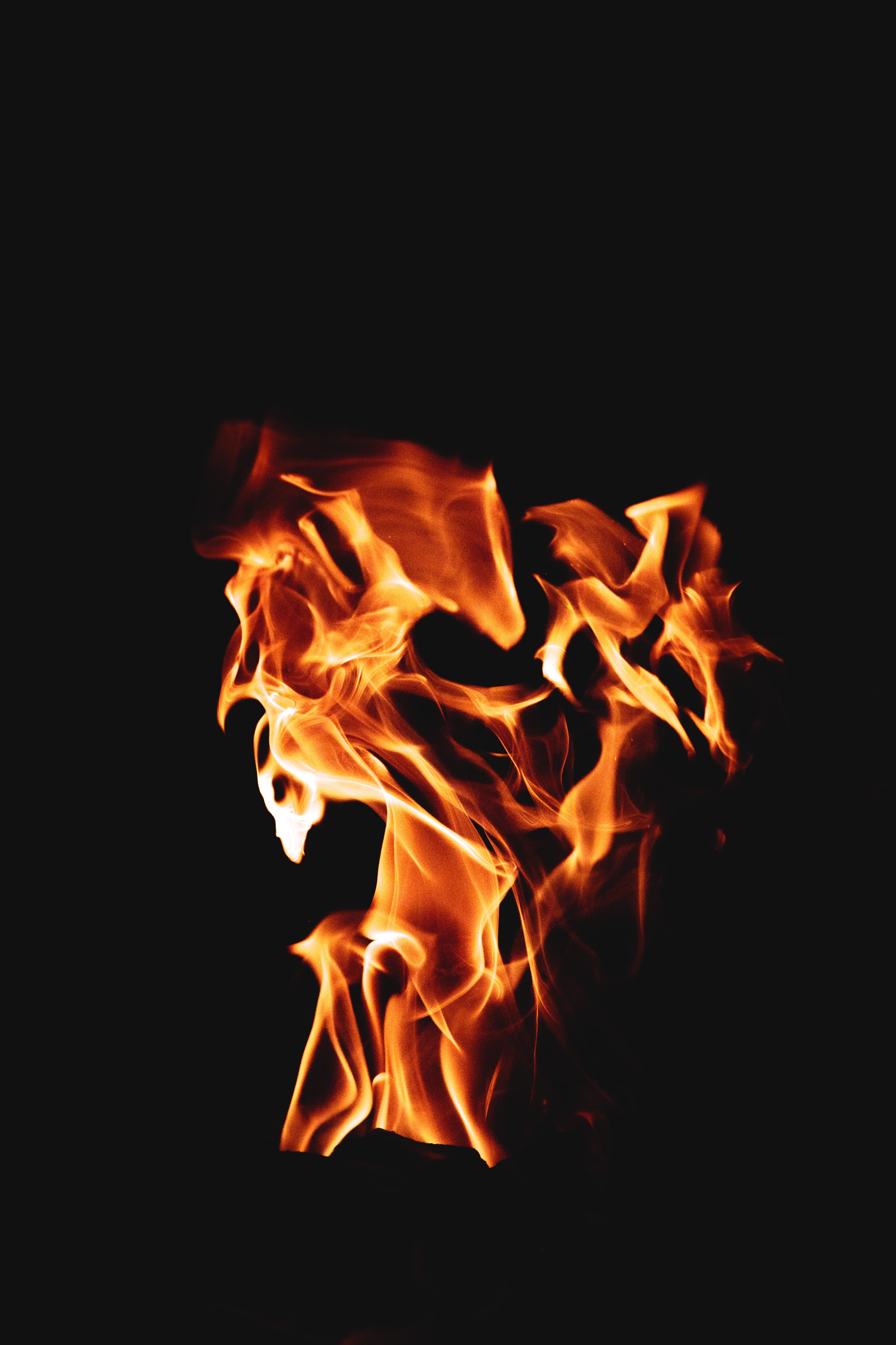 night, cut out, 5K, warmth, fire - natural phenomenon, minimal, warning sign, studio shot, flames, burning, dark, no people, orange color, campfire, heat - temperature, Phone HD Wallpaper