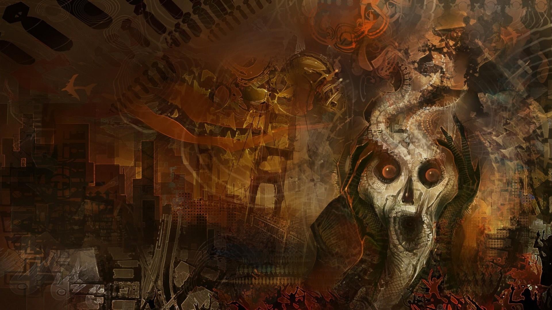 special effects, religion, painting, skull, darkness, belief, fantasy art, disguise, illustration, art and craft, visual arts, cool, indoors, digital effects, HD Wallpaper