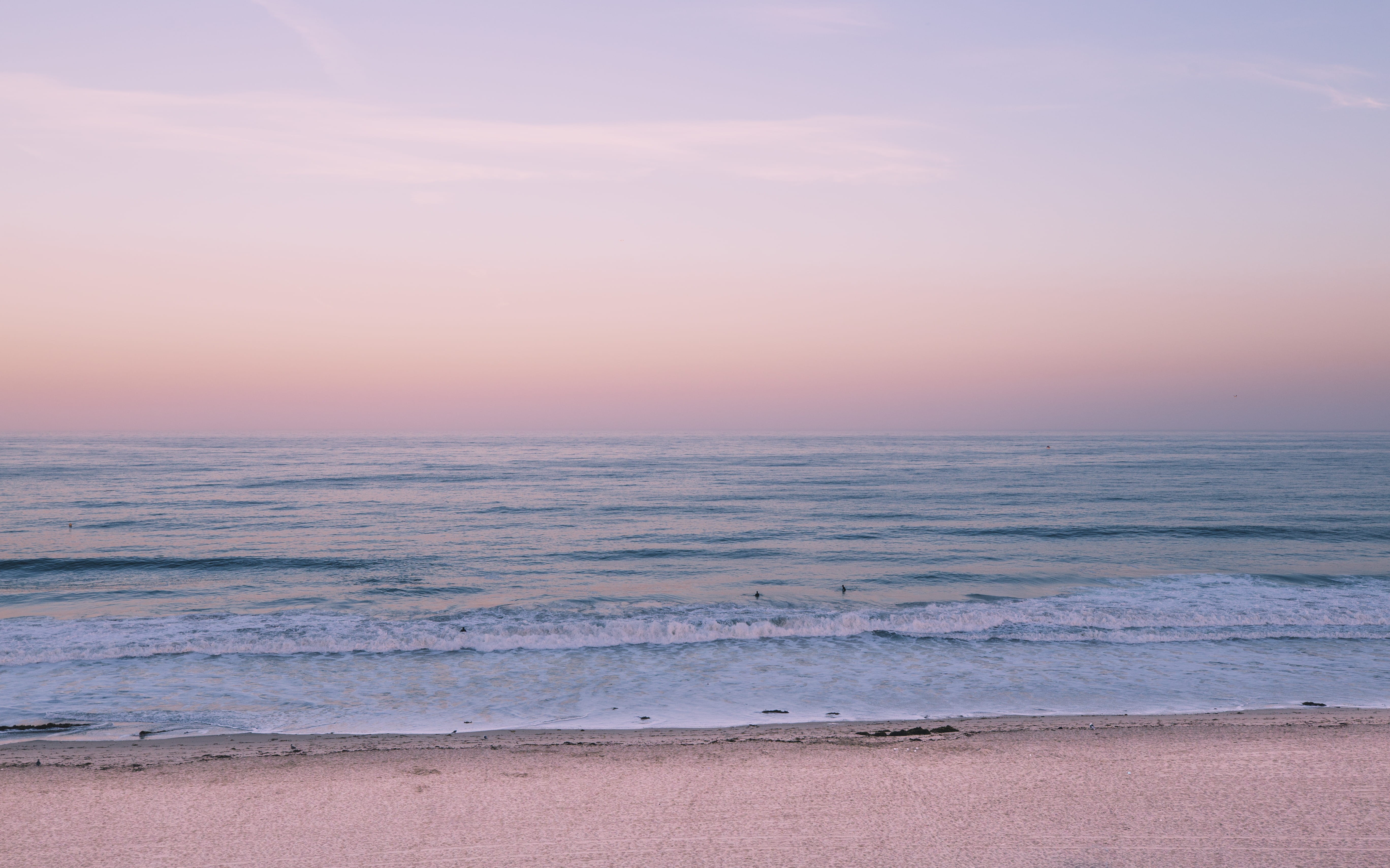 nature, water, sea, sunset, pastel, summer, outdoors, dawn, 5K, beach, beauty In Nature, day, scenics, dusk, wafe, sand, morning, horizon, blue, shore, HD Wallpaper