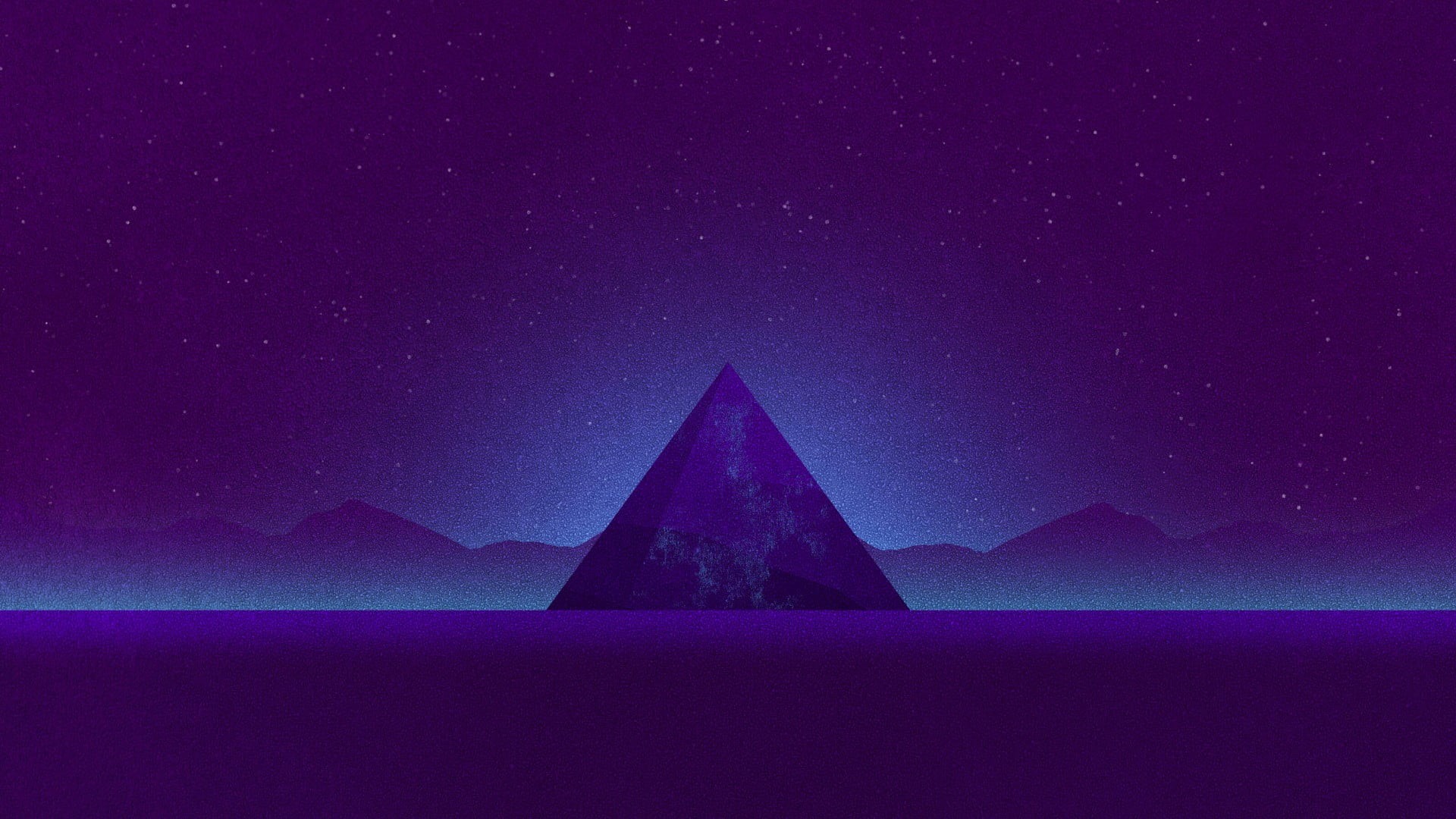 purple, shape, glowing, pyramid, sky, idyllic, 1080P, galaxy, awesome, astronomy, blue, nature, night, no people, triangle shape, beauty in nature, star - space, HD Wallpaper