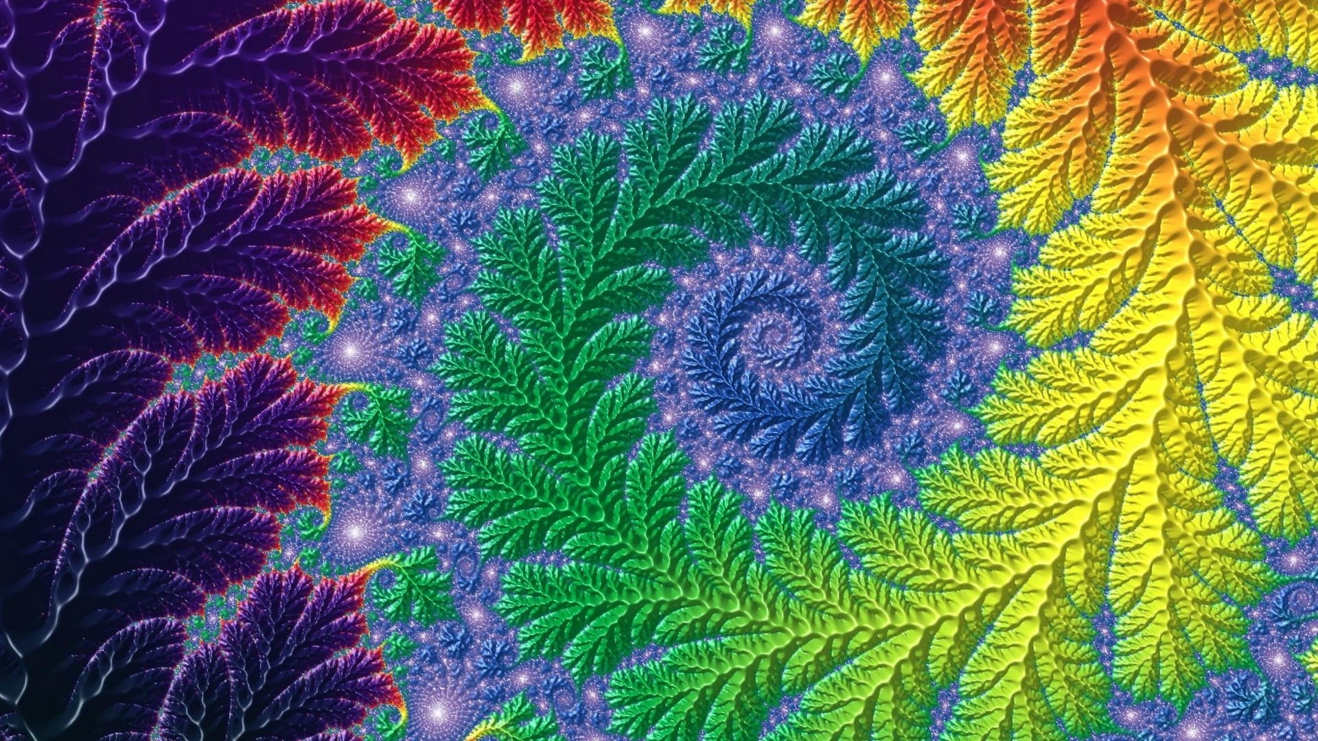 growth, abundance, vortex, abstract art, psychedelic art, freshness, fern, multicolored, outdoors, fractal art, no people, backgrounds, green color, beauty in nature, HD Wallpaper