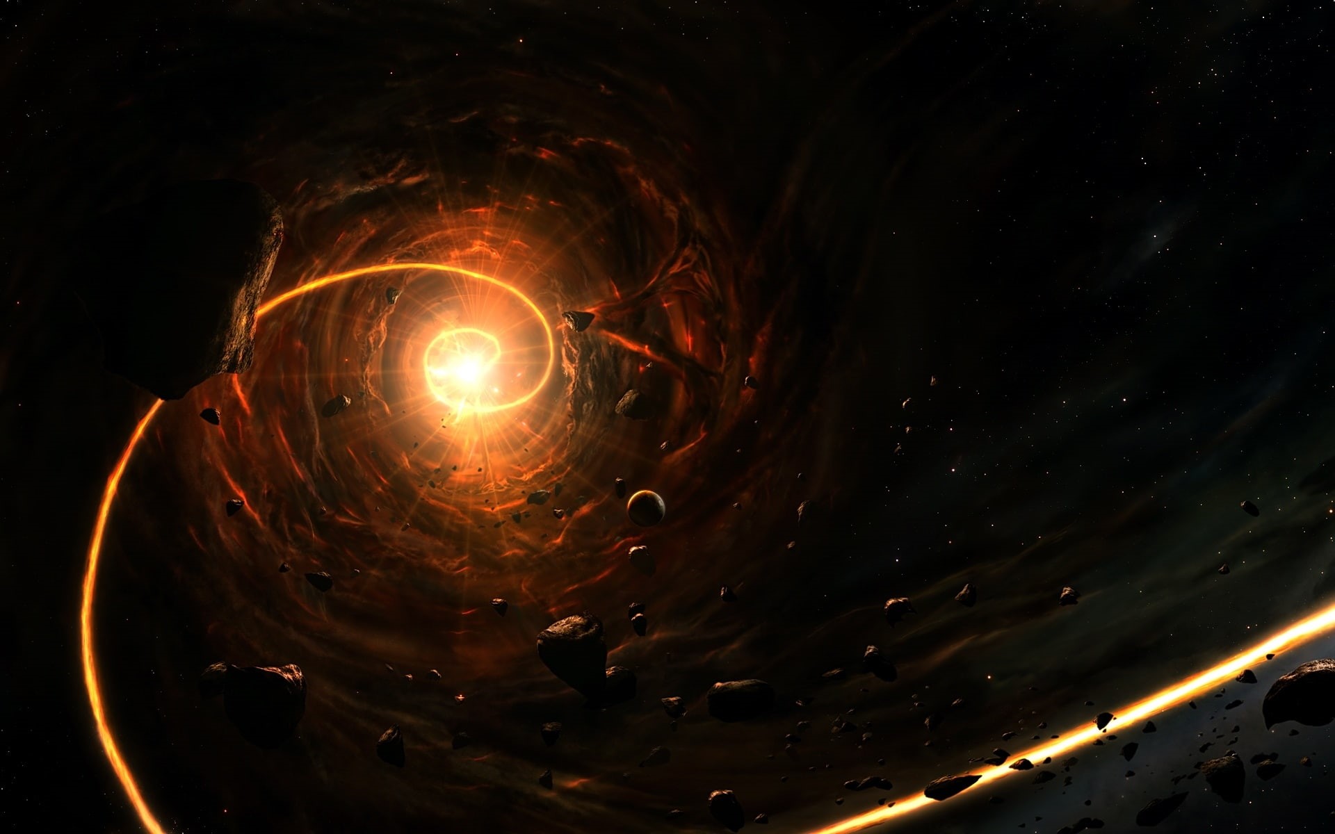 brown, galaxy, meteorite, stars, rock, fragment, 1080P, vortex, hd, space, light, nature, HD Wallpaper