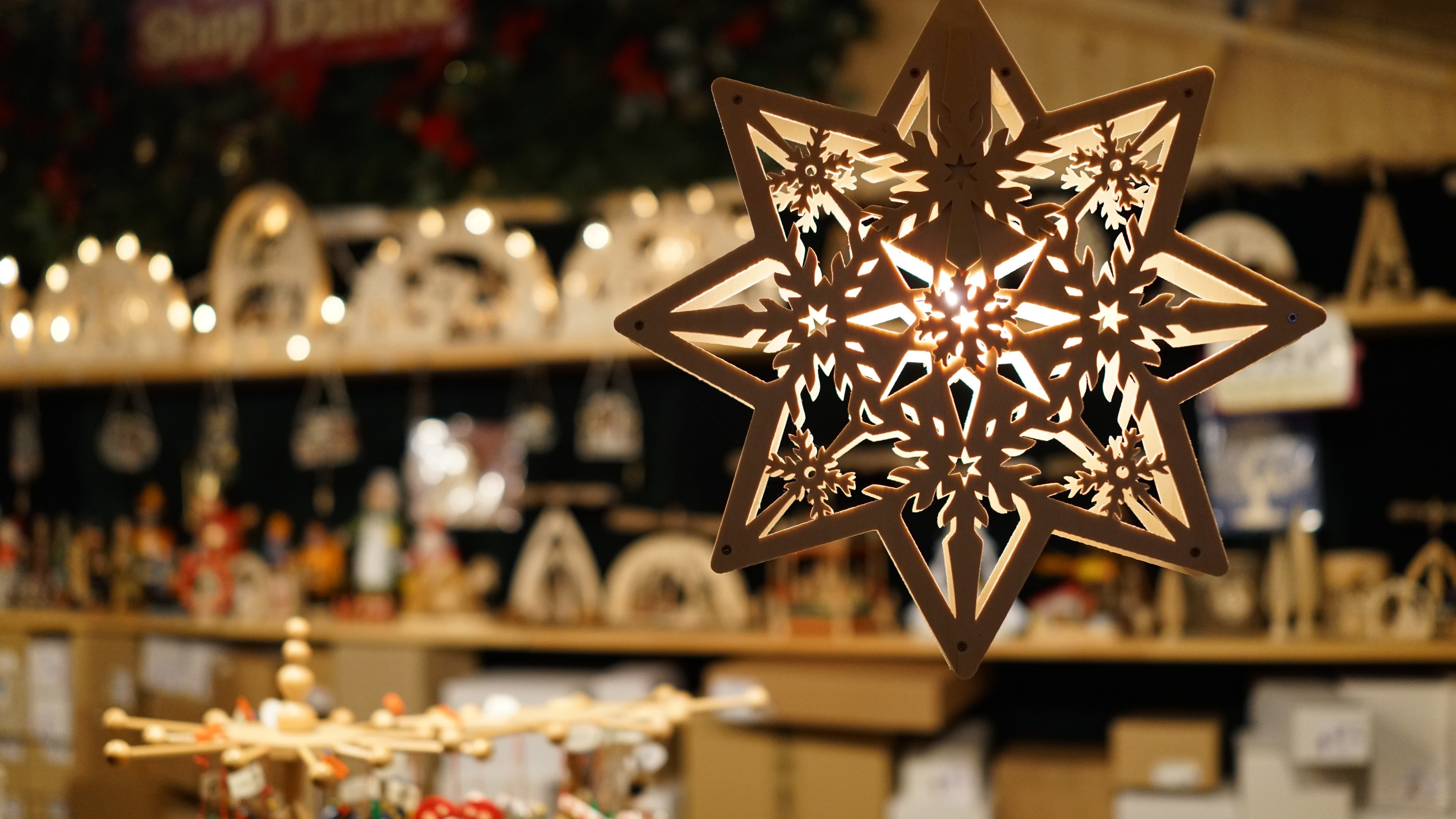 Hanging, Wood, Lights, Octagonal, Pendant, Decoration, Shop, 4K, HD Wallpaper