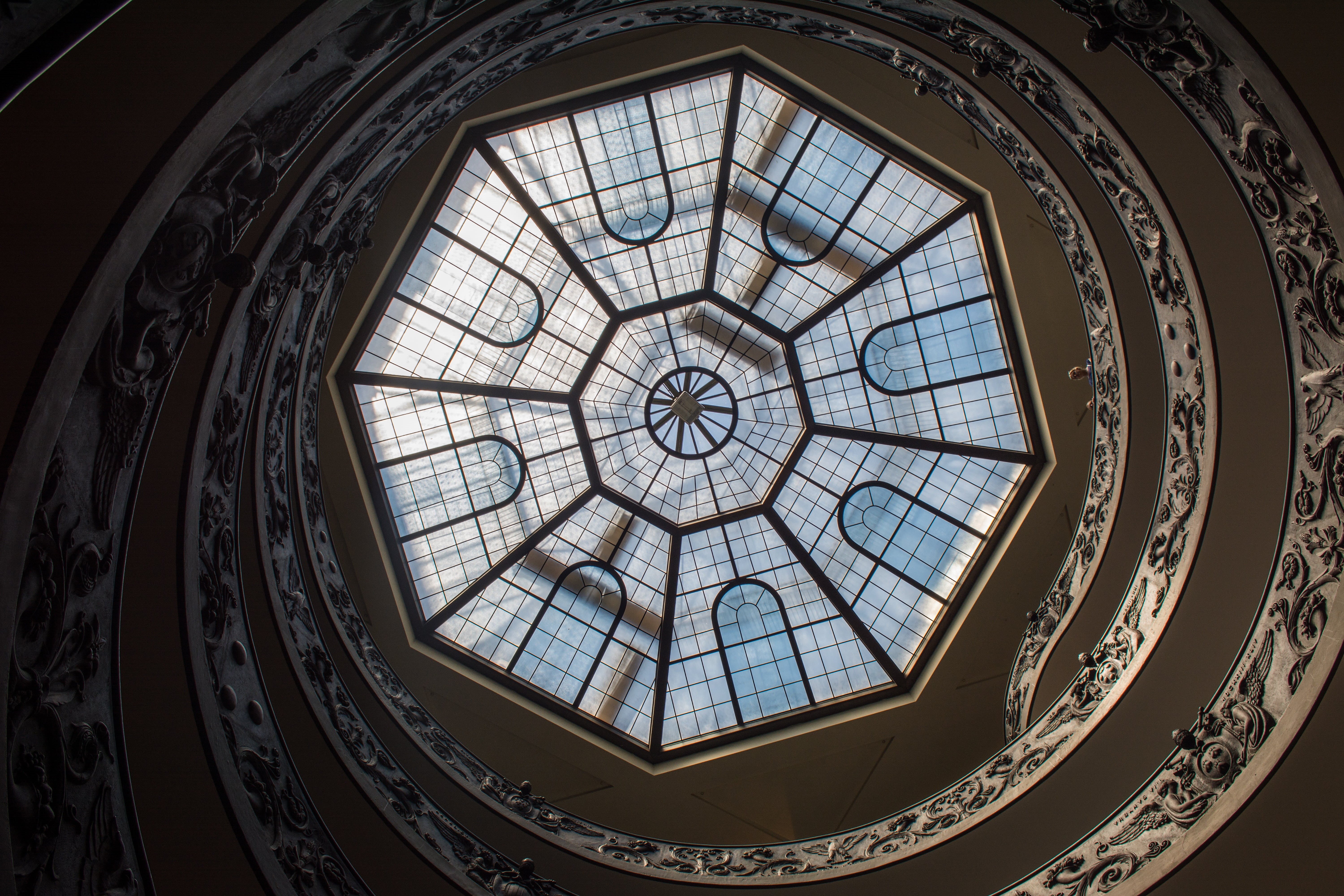 pattern, rome, octagonal, window, glass - material, panel, skylight, indoors, design, italy, ornate, shape, history, geometric shape, dome, circle, glass, HD Wallpaper