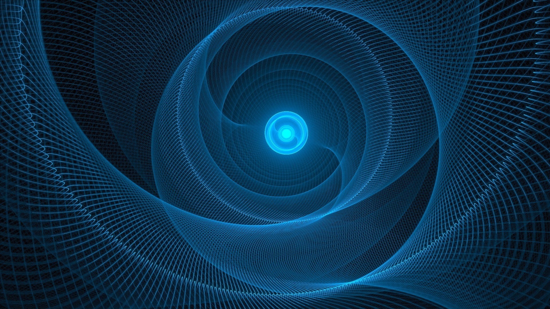 digital art, CGI, abstract, spiral, blue, 1080P, circle, glowing, minimalism, simple background, HD Wallpaper