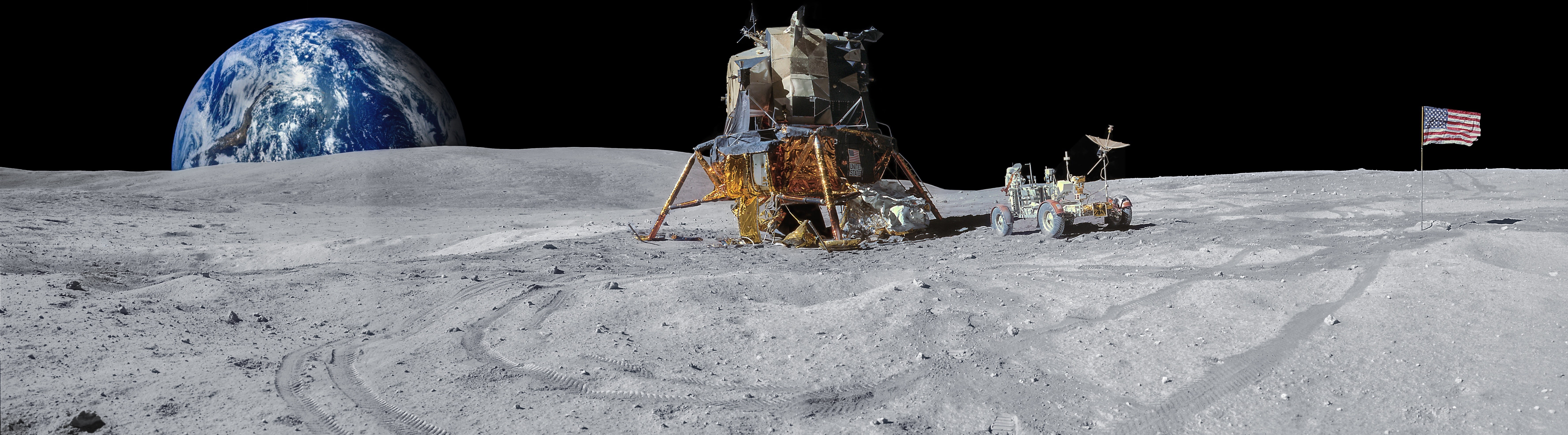Apollo16, the past, Space, environment, black background, frozen, Nasa, landscape, architecture, apollo, no people, history, space exploration, spaceship, HD Wallpaper