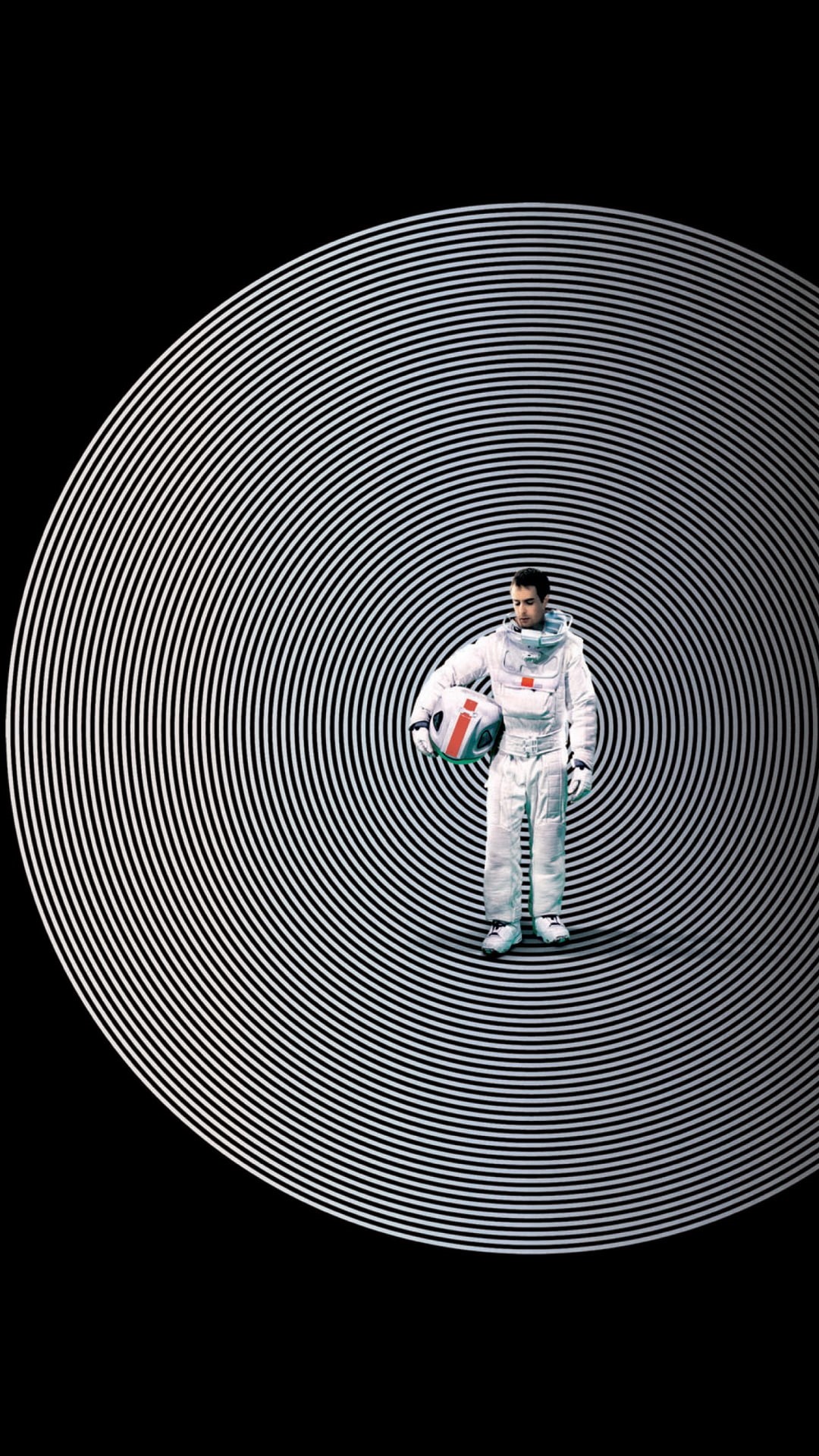 black background, 1080P, CGI, spacesuit, Moon, movies, science fiction, actor, astronaut, circle, men, Sam Rockwell, movie poster, digital art, portrait display, Phone HD Wallpaper