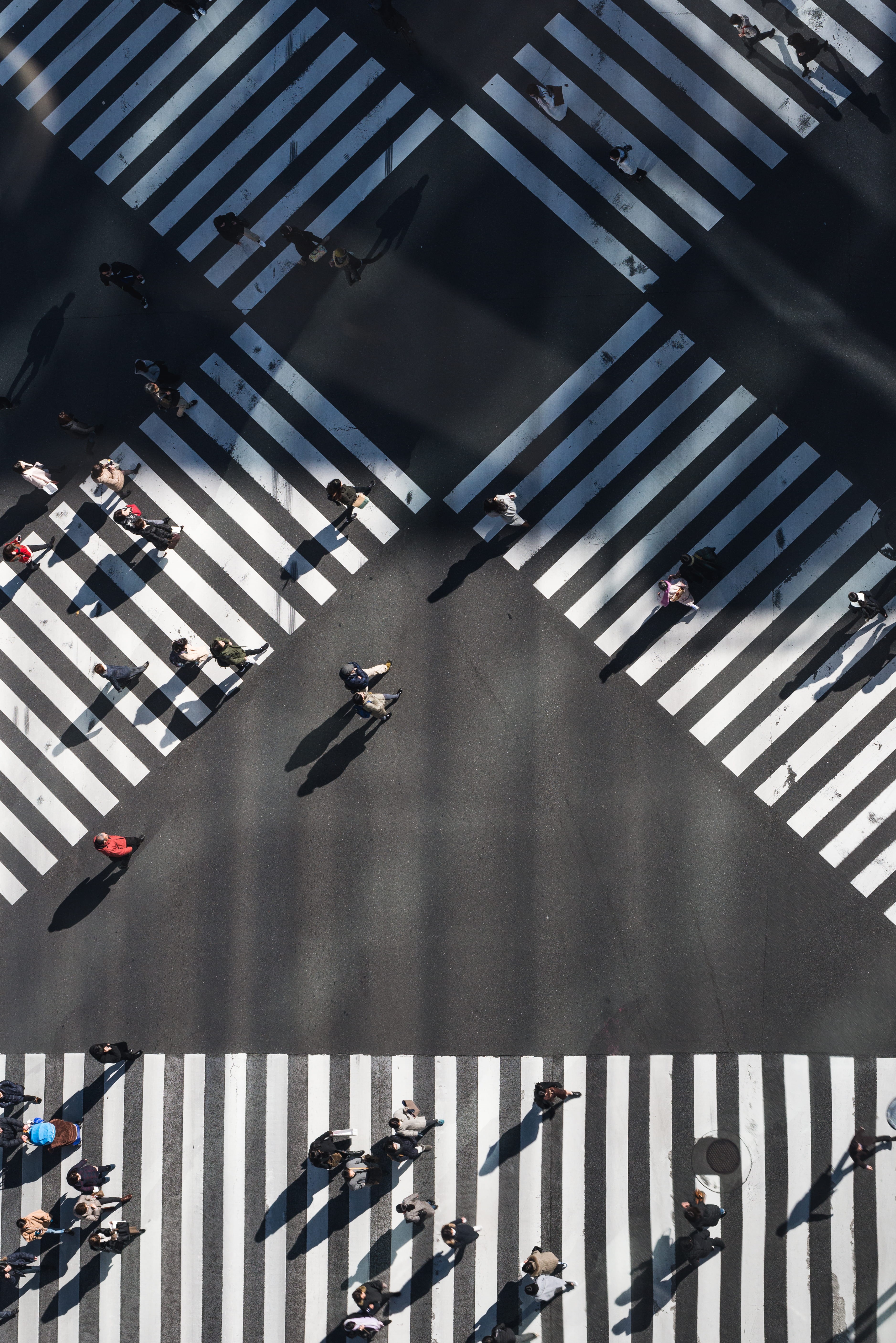 city, 5K, built structure, pedestrian, no people, architecture, light, road, sign, daytime, lane, building exterior, office building exterior, shadow, Phone HD Wallpaper