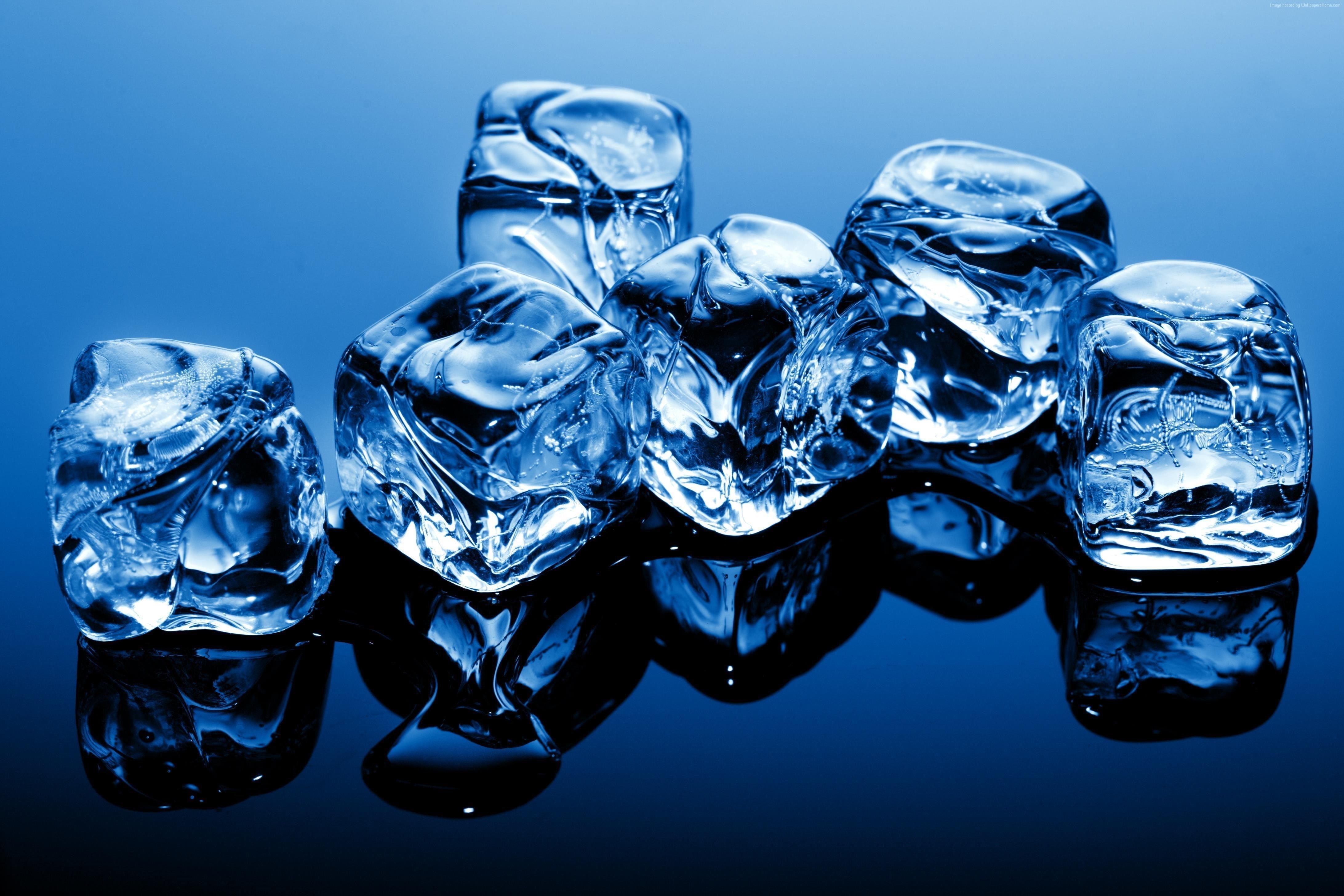 background, Blue, 4K, frozen, cubes, Water, ice, HD Wallpaper