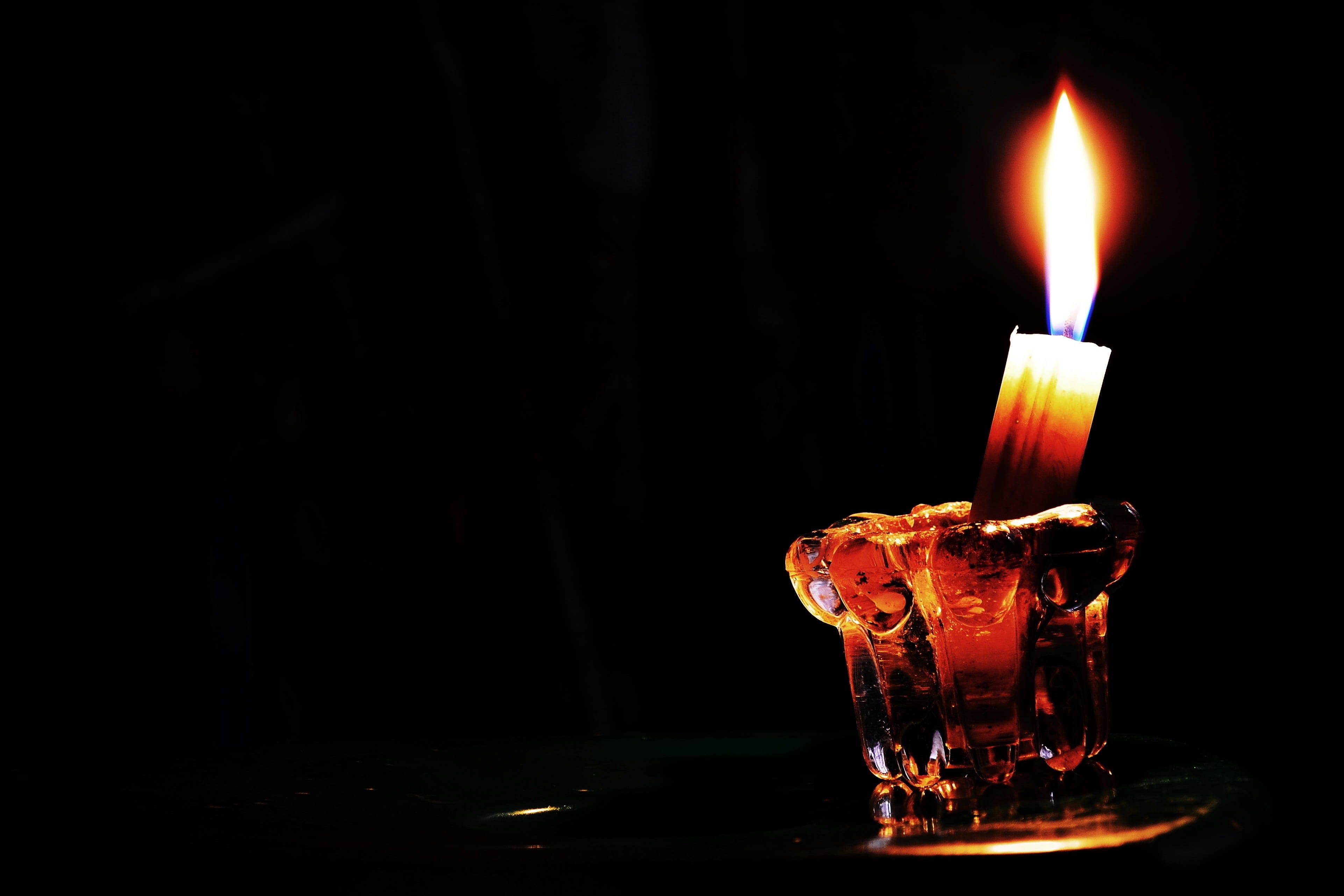 illuminated, holder, black background, burn, warm, heat, bright, close-up, romance, studio shot, fire, heat - temperature, light, glowing, lighted, night, HD Wallpaper