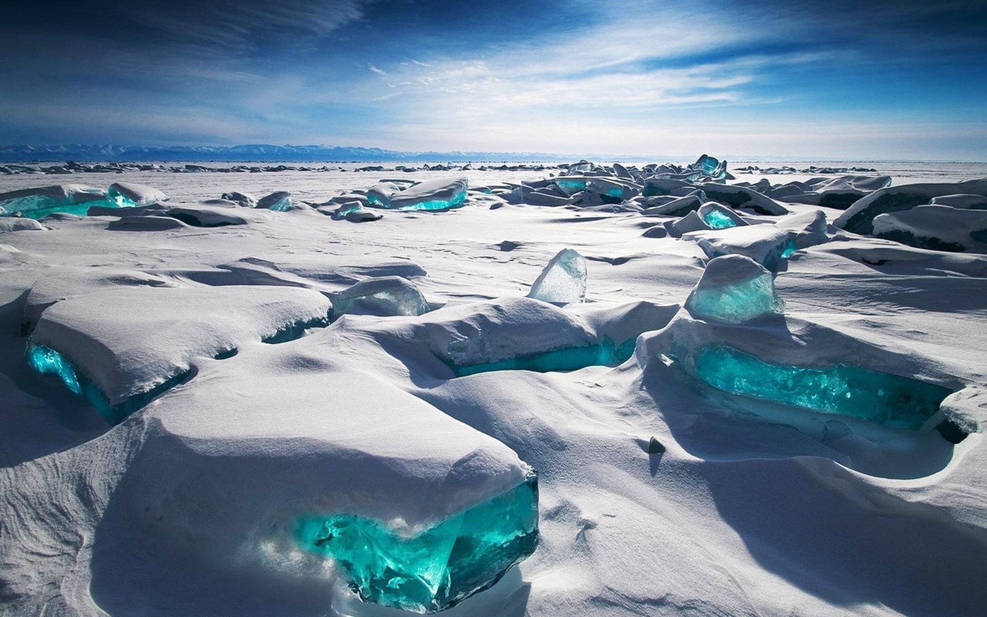 photography, Siberia, ice, nature, sky, landscape, Alexey Trofimov, Russia, blue, Lake Baikal, 1080P, snow, HD Wallpaper