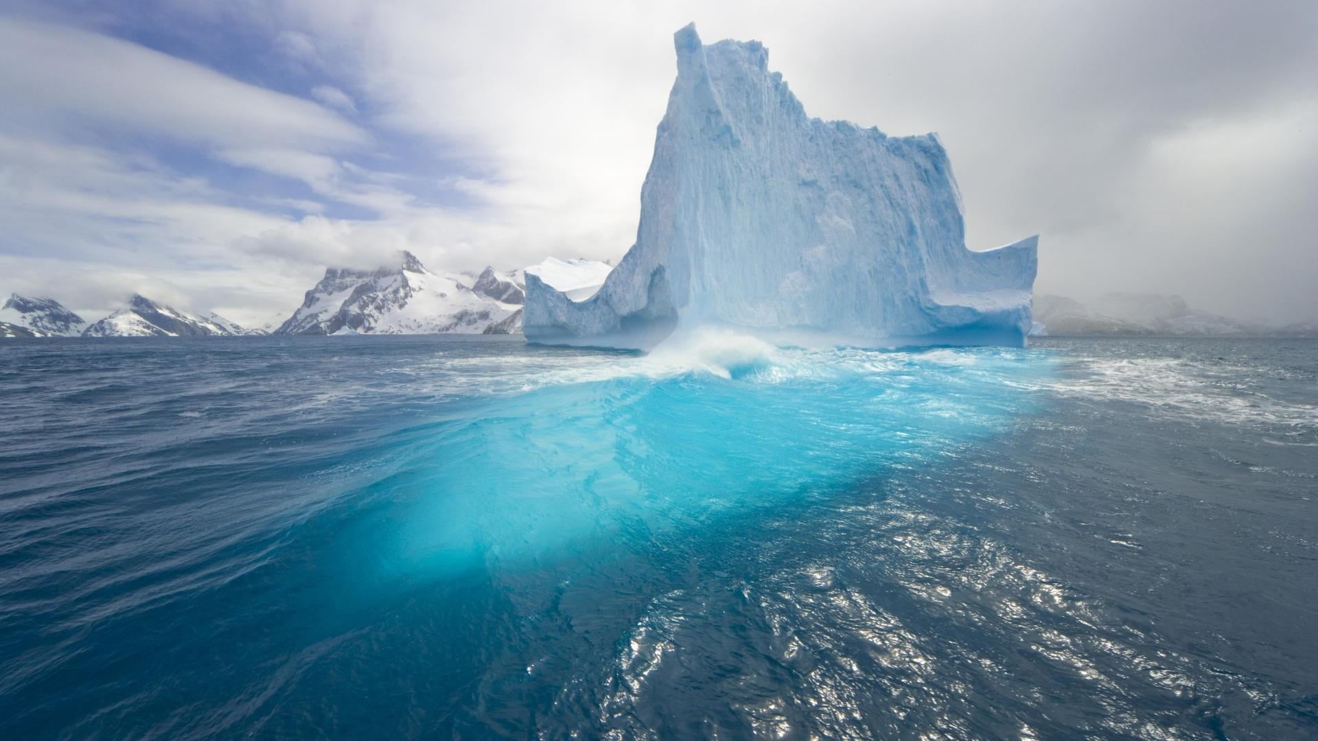 day, beauty in nature, glacier, snow, nature, turquoise colored, environment, 1080P, melting, sky, cloud - sky, scenics - nature, arctic, polar ice cap, HD Wallpaper