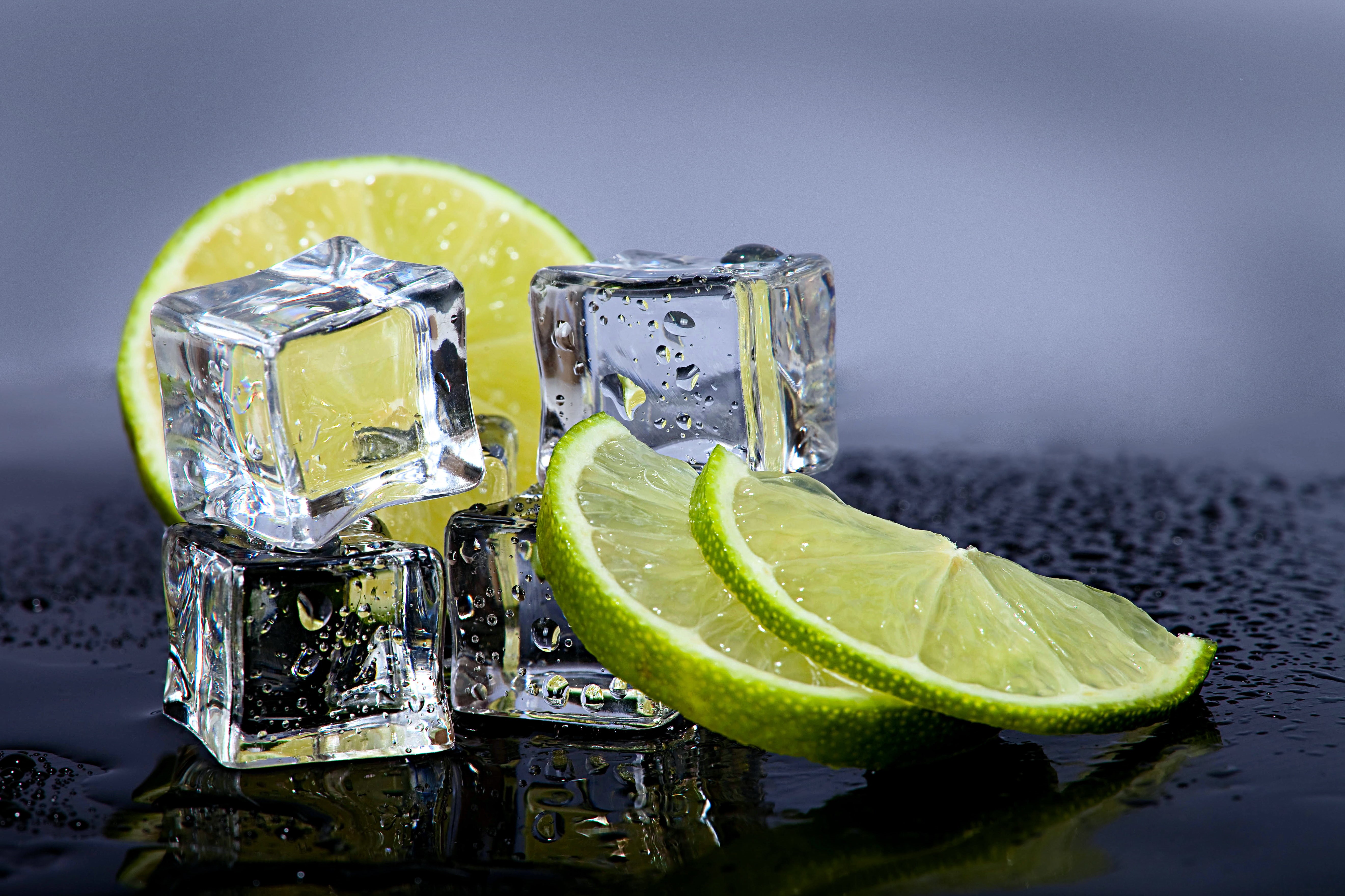 indoors, household equipment, food, citrus fruit, food and drink, no people, drinking glass, lime, healthy eating, ice, cocktail, alcohol, slice, slices, HD Wallpaper