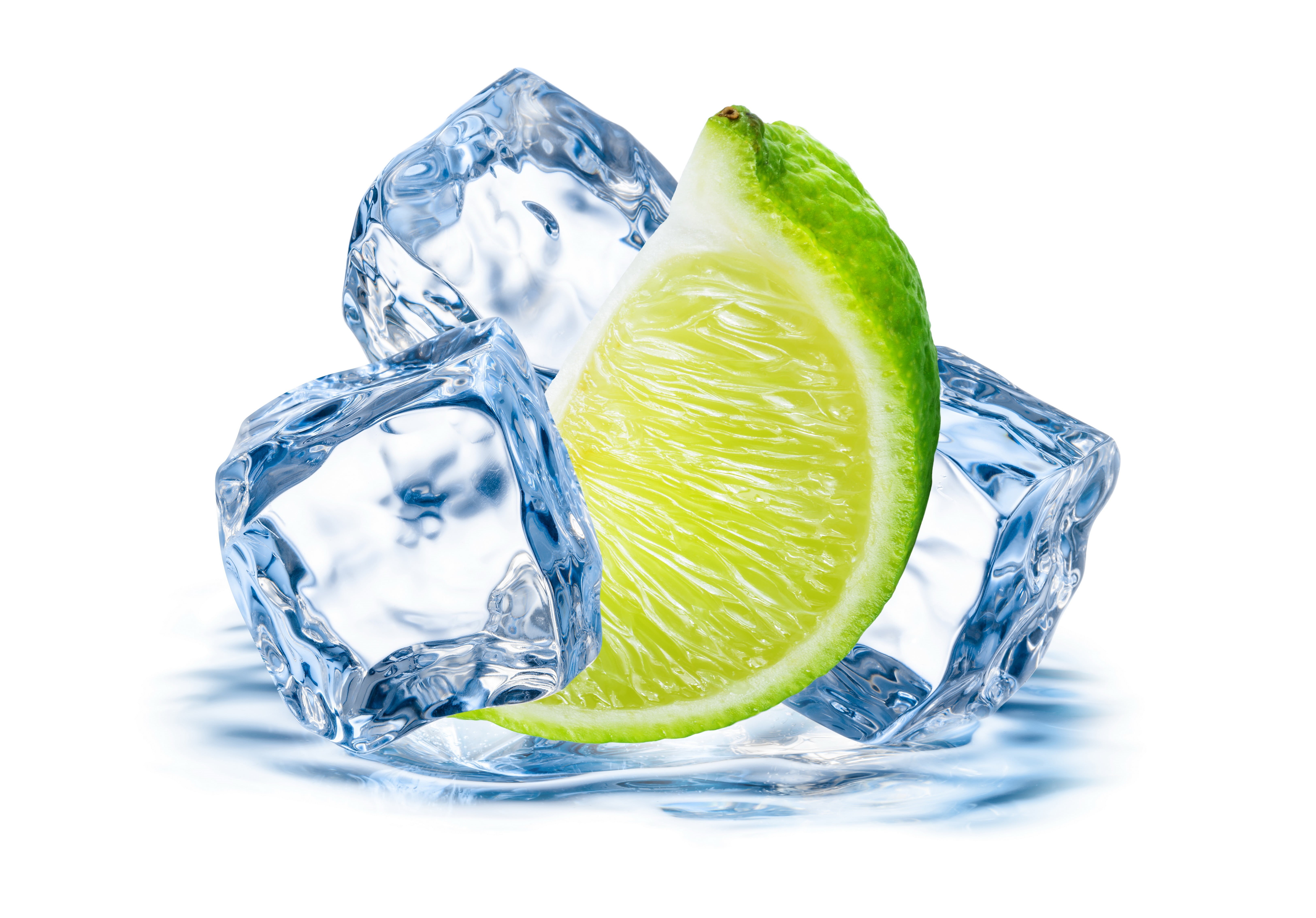transparent, slice, healthy eating, lemon, citrus fruit, cubes, lime, tropical drink, glass - material, drinking glass, 5K, glass, white background, fruit, HD Wallpaper