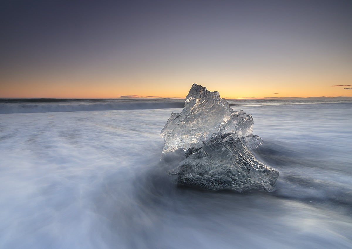 Source, blue, beach, outdoors, Skaftafell, water, iceland, ice, Return, Iceland, 480P, glacier, sea  waves, twilight, sunrise, long exposure, rock - Object, HD Wallpaper