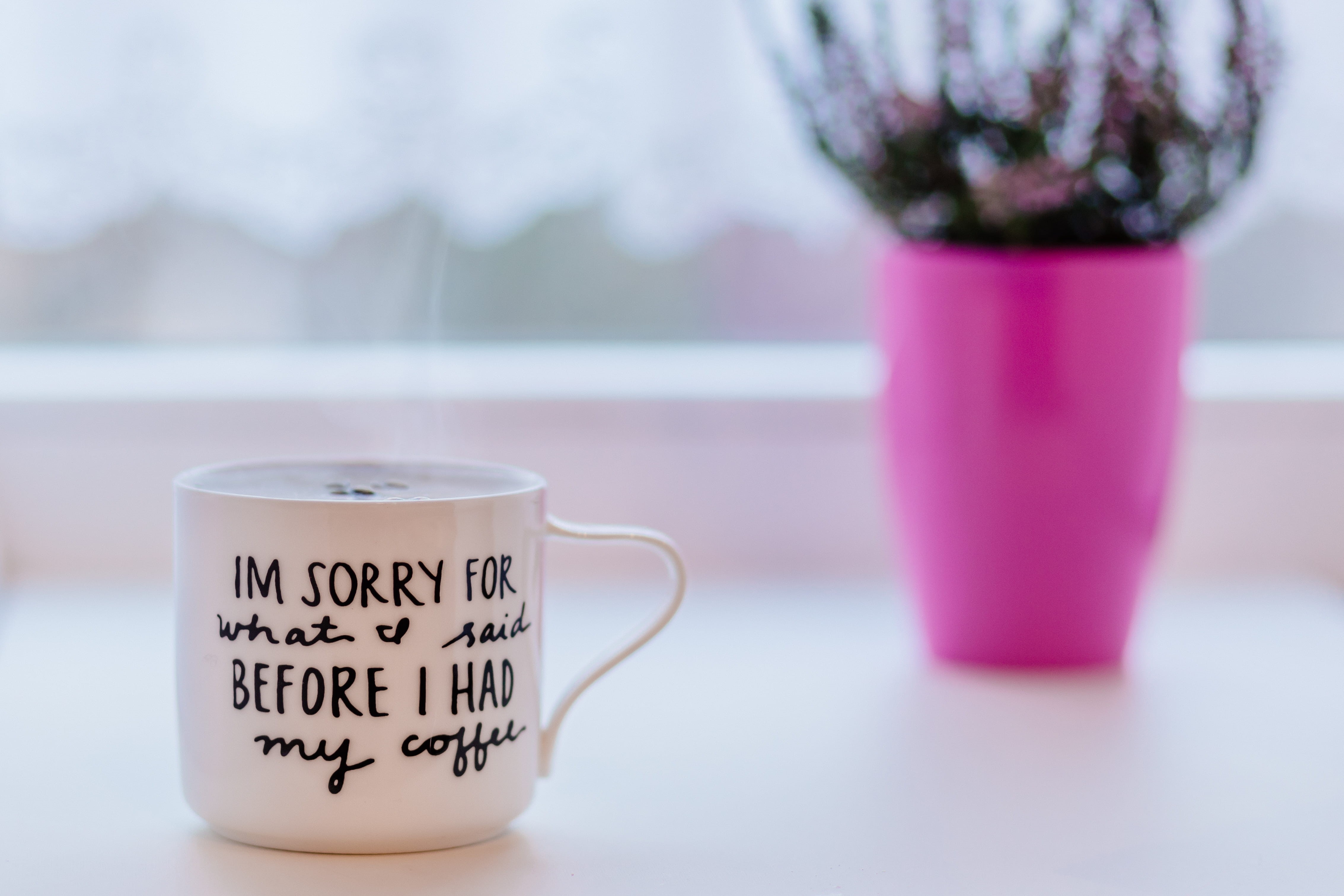 still life, indoors, drink, flowering plant, hot, focus, crockery, communication, food, table, western script, food and drink, cappuccino, close-up, blur, HD Wallpaper