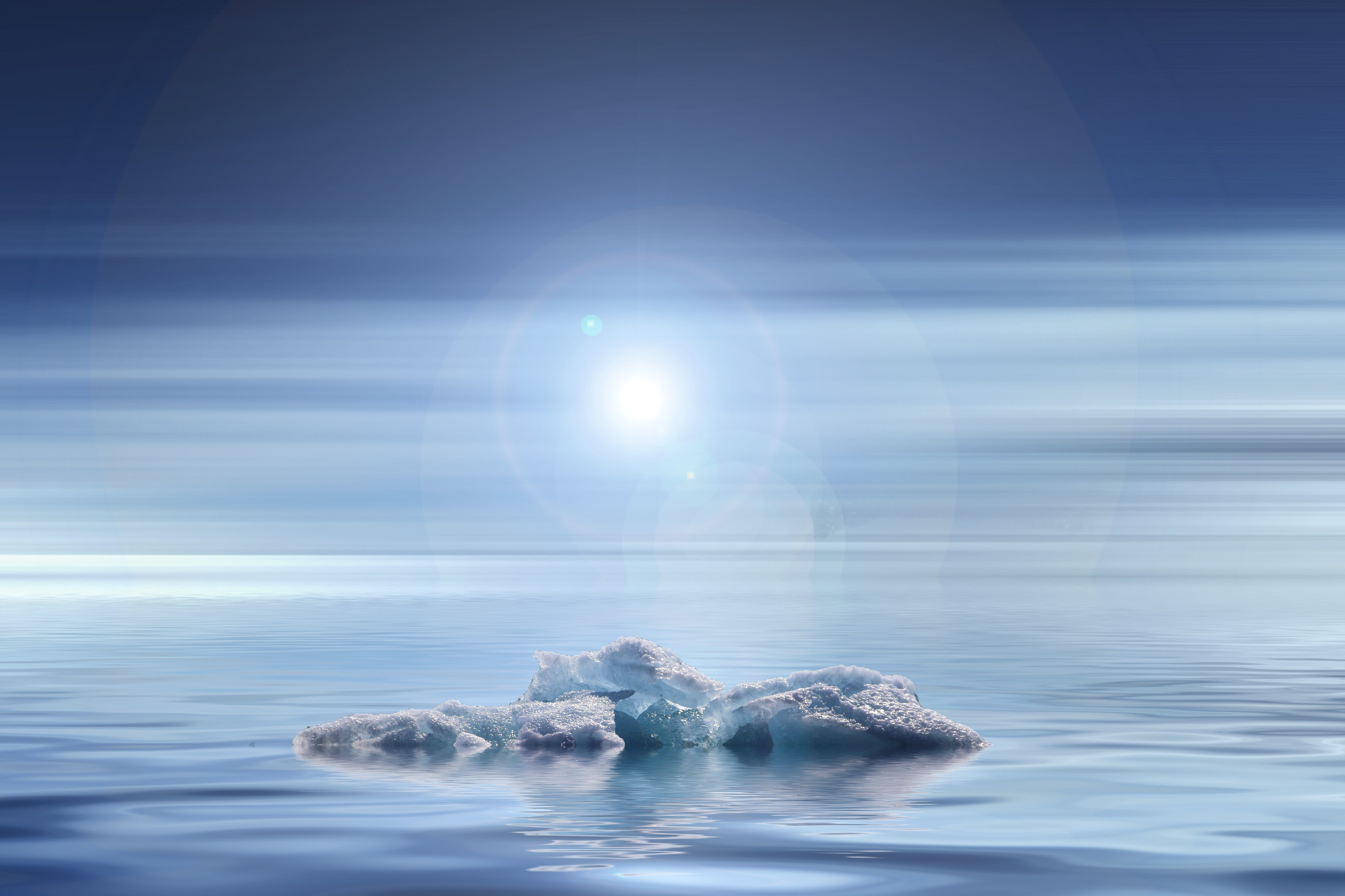 scenics - nature, sea, climate warming, 5K, north pole, solid, composing, melt, burg, blue, iceberg, cold, sky, daytime, sun, sunlight, lens flare, sunbeam, HD Wallpaper