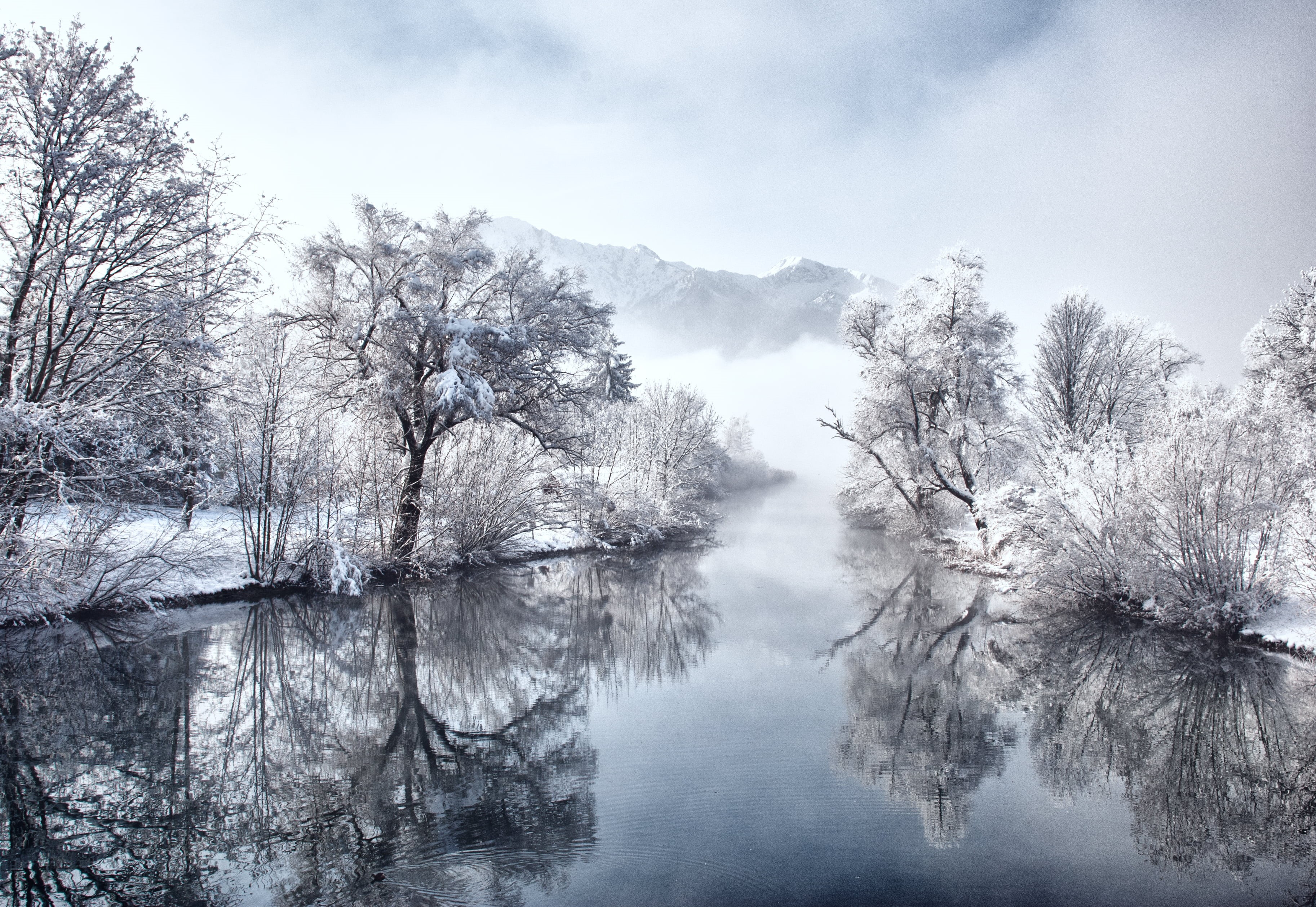 mountain, ice, daytime, lake, scenics, reflection, Kochelsee, white, landscape, coated, outdoors, Winter, snow, Eis, tree, forest, Bayern, cold - Temperature, HD Wallpaper