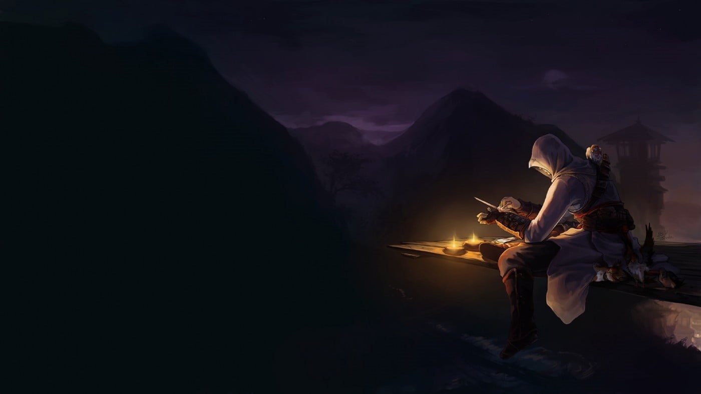 musical instrument, plucking an instrument, couple - relationship, sky, Assassins Creed, men, string instrument, night, adult, full length, dark, HD Wallpaper