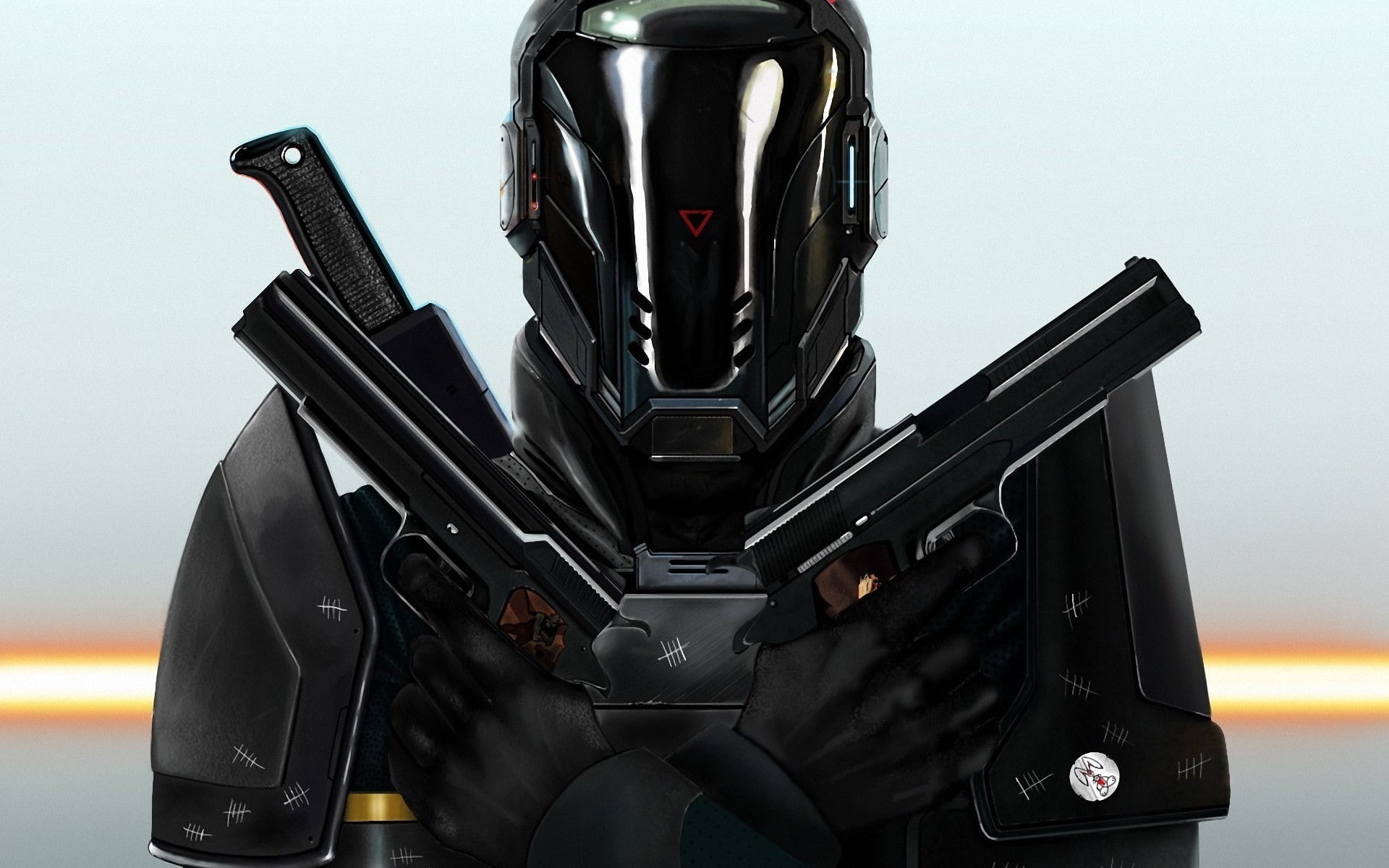 gun, artwork, soldier, Last Man Standing: Killbook Of A Bounty Hunter, digital art, 1080P, Futuristic, pistol, HD Wallpaper