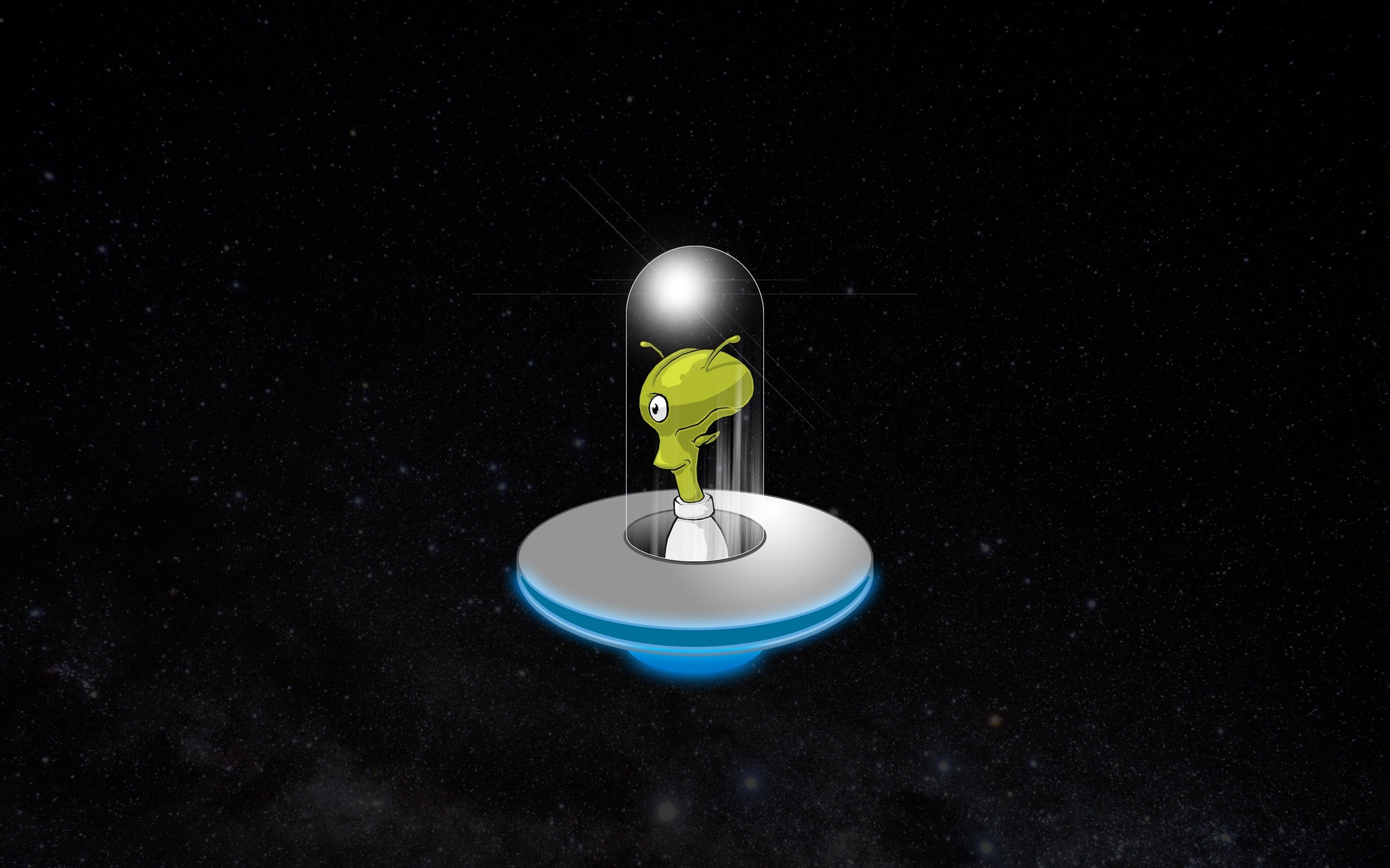 2K, aliens, glowing, space, UFO, stars, HD Wallpaper