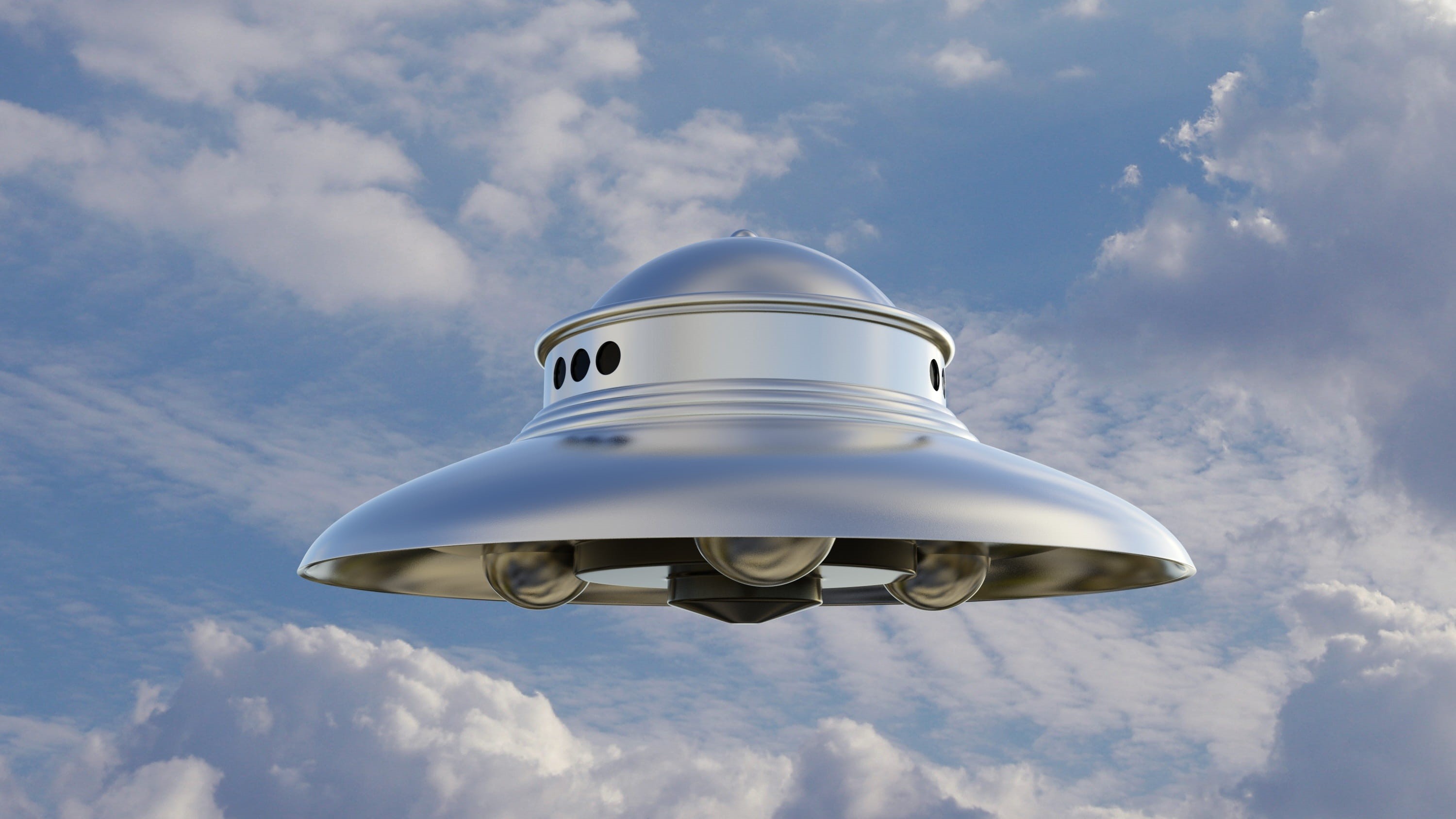 blue, mode of transportation, digital composite, spacecraft, flying, cloudscape, sky, 2K, spaceship, no people, mid-air, low angle view, cloud - sky, adamski, HD Wallpaper