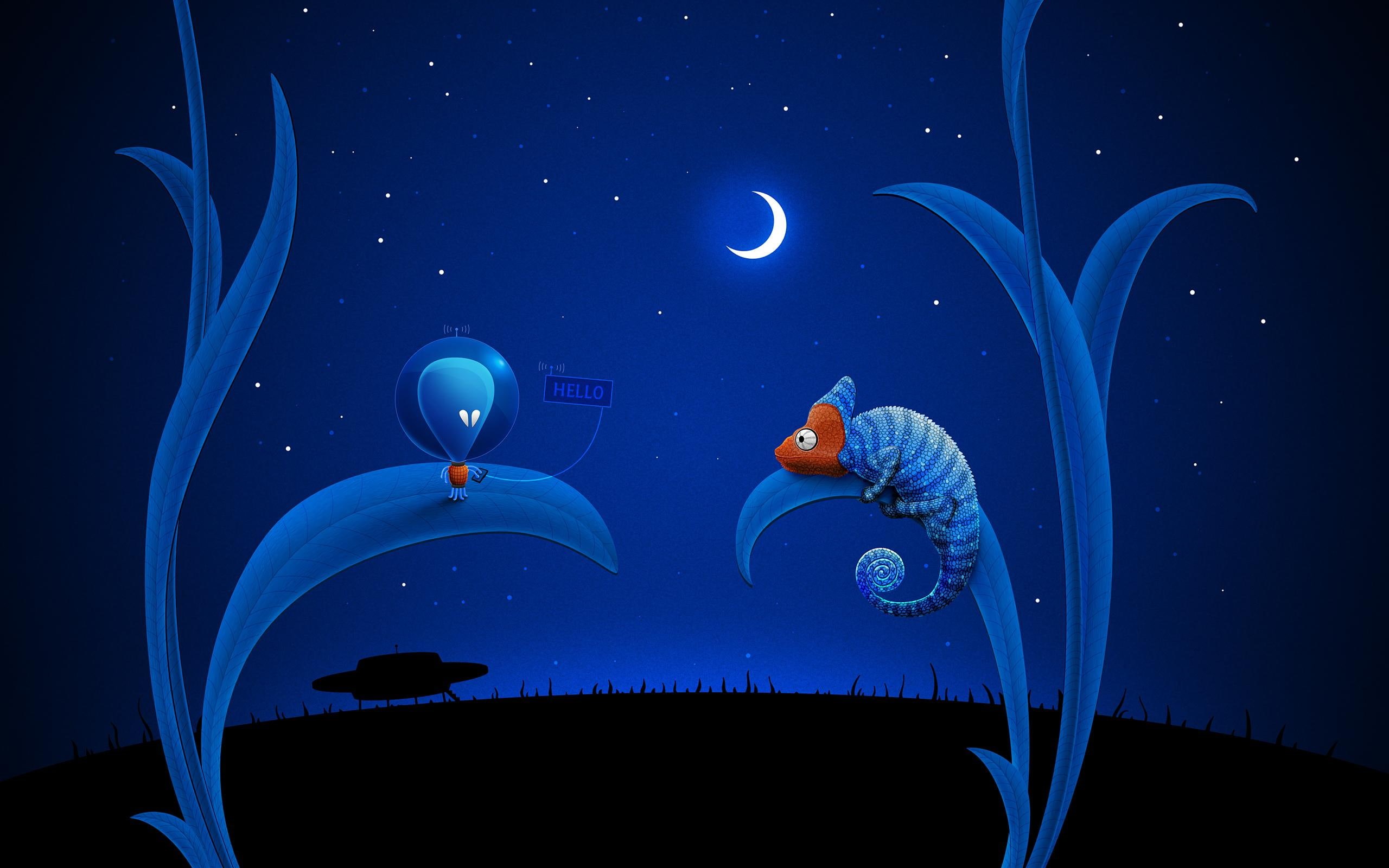 2K, moon, alien, creative and graphics, chameleon, HD Wallpaper