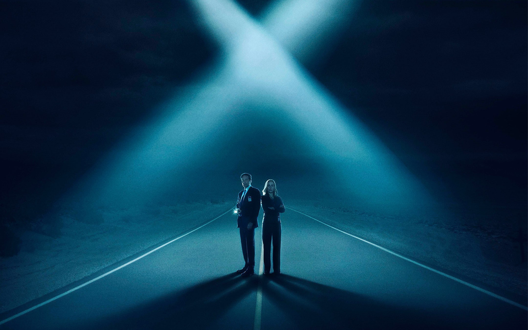 The X-Files, 1080P, TV, Fox Mulder, Dana Scully, cyan, road, HD Wallpaper
