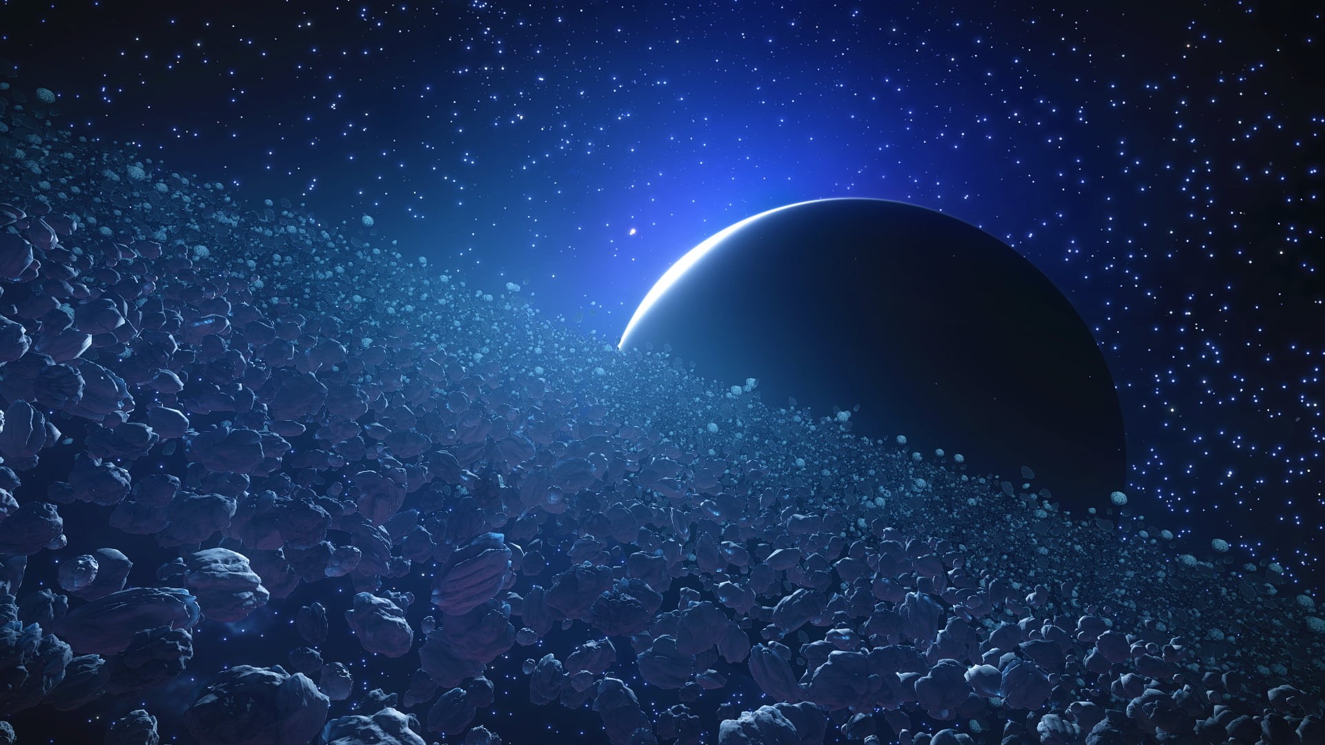 no people, nature, dark blue, planet, star - space, night, digital, stars, beauty in nature, light - natural phenomenon, Elite: Dangerous, video games, HD Wallpaper