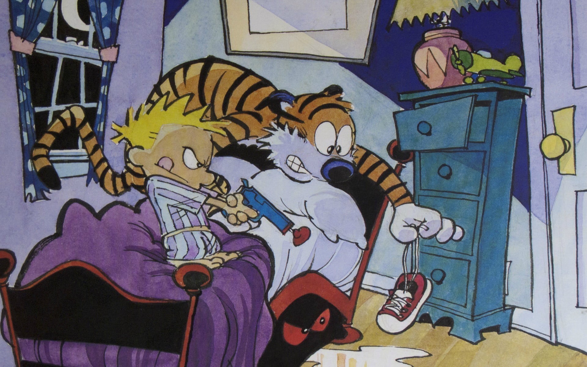 dvd, day, Calvin and Hobbes, close-up, building exterior, no people, simpsons, representation, built structure, first, case, season, mural, graffiti, human representation, HD Wallpaper