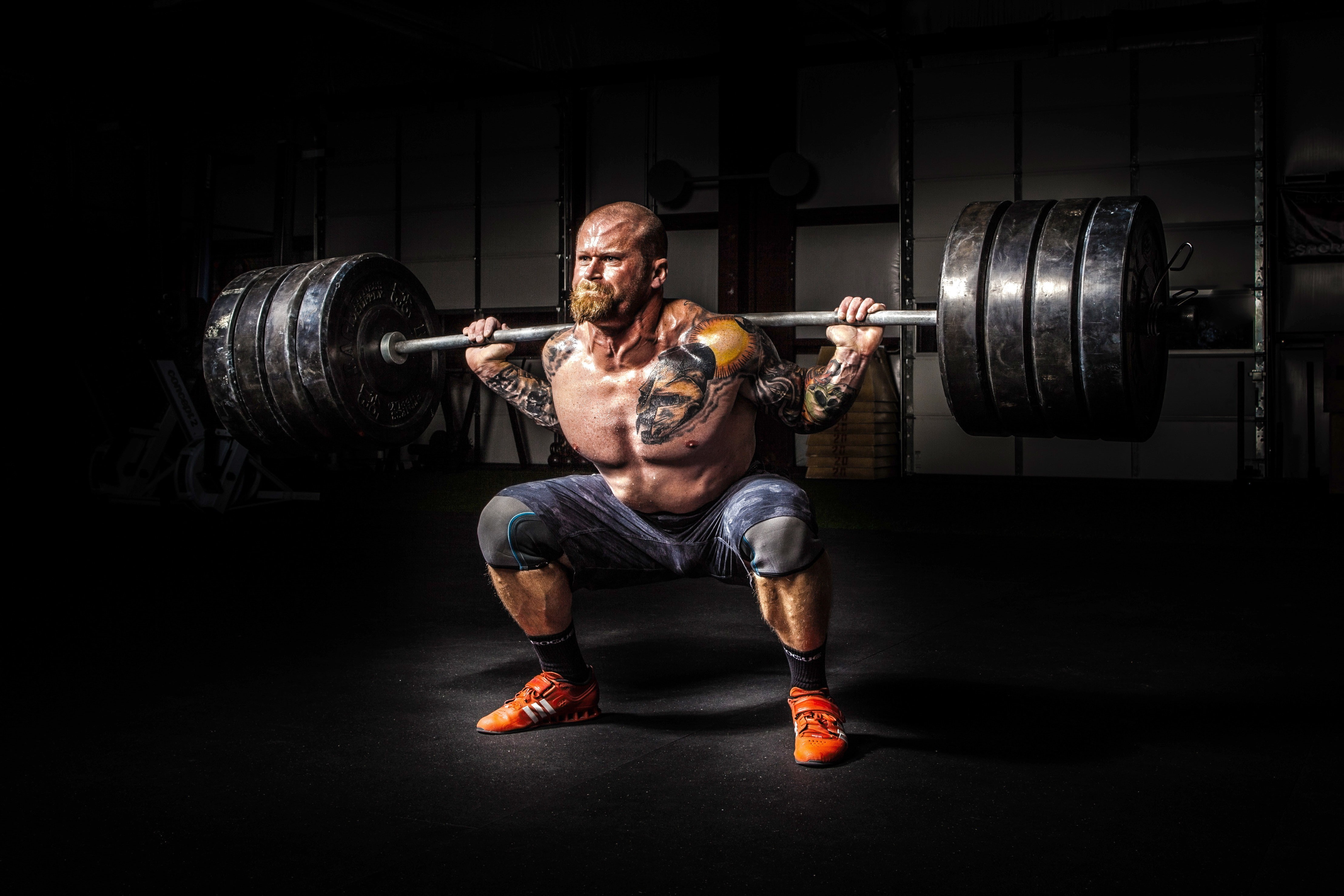 weightlifting, tattoos, 4K, strength, HD Wallpaper