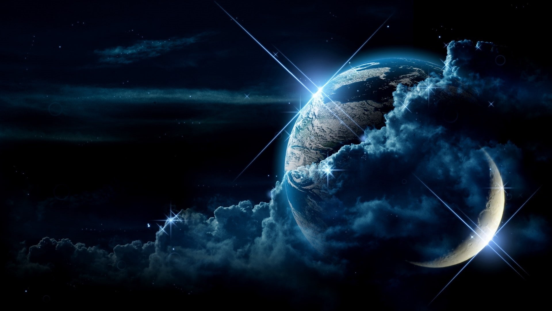 planets, space, planet, stars, moon, Outer, 1080P, earth, sci-fi, HD Wallpaper