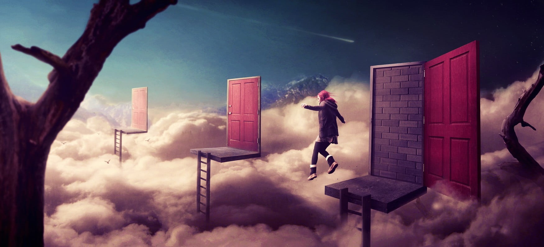 suit, spooky, corporate business, surreal, 720P, cloud - sky, illustration, fear, three, dark, trees, fantasy, sign, businessman, full length, halloween, HD Wallpaper