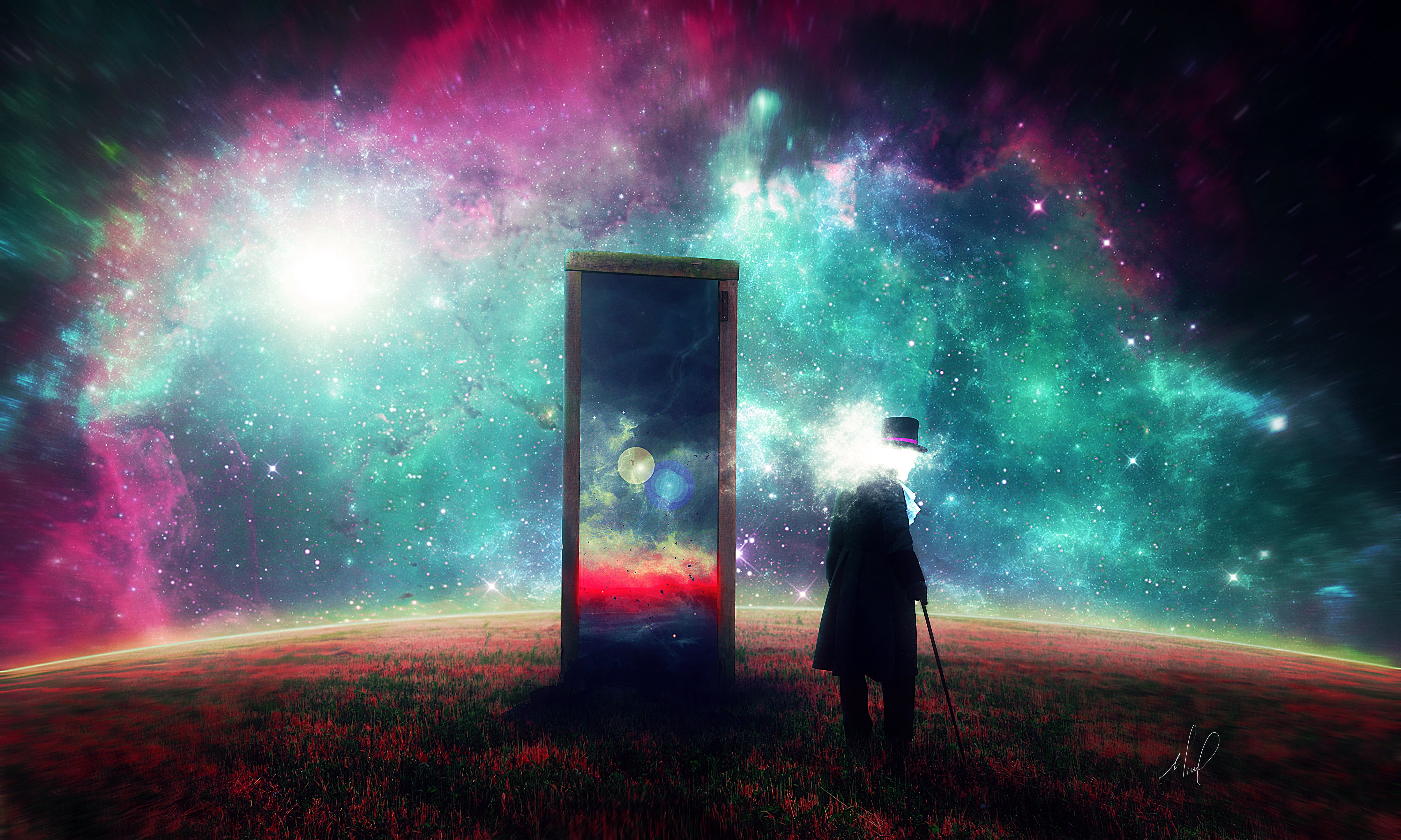 dark, people, man, spooky, science, technology, adult, digital composite, women, concepts, nature, nebula, illustration, motion, rear view, real people, HD Wallpaper