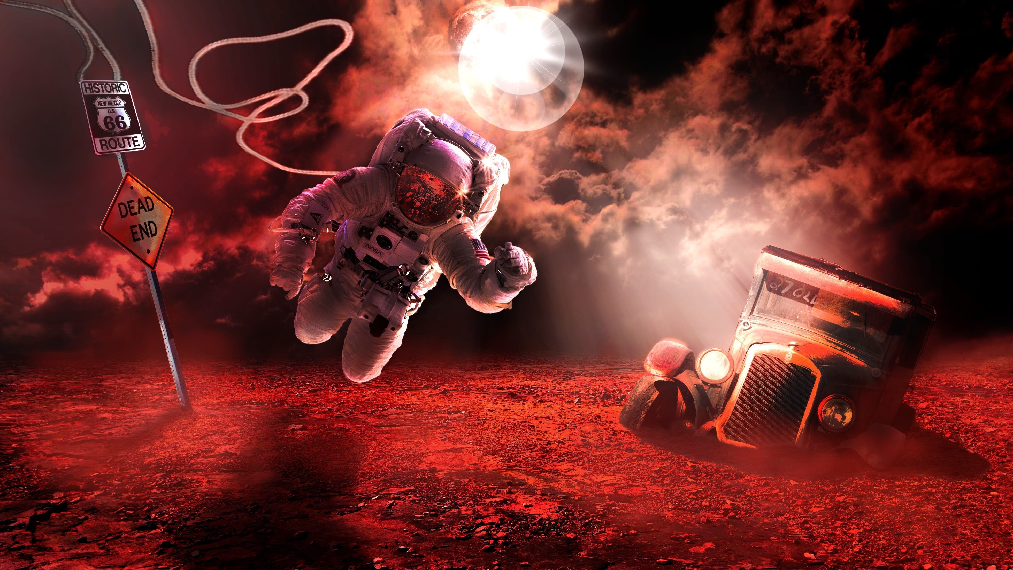 outdoors, headwear, activity, moon light, atmosphere, travel, planet, red, sign, helmet, future, competition, people, adult, exploration, spacesuit, cosmonaut, HD Wallpaper