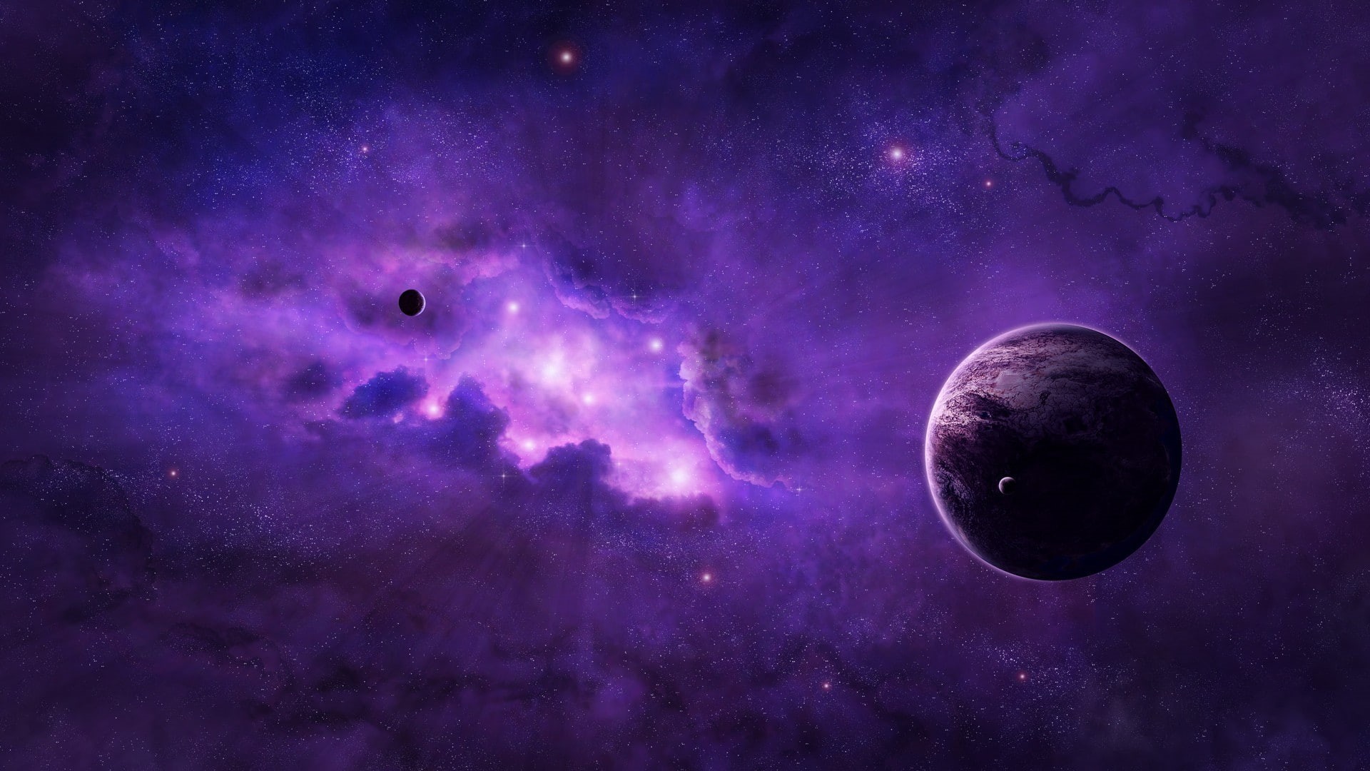 1080P, purple, space, art, space art, planet, HD Wallpaper