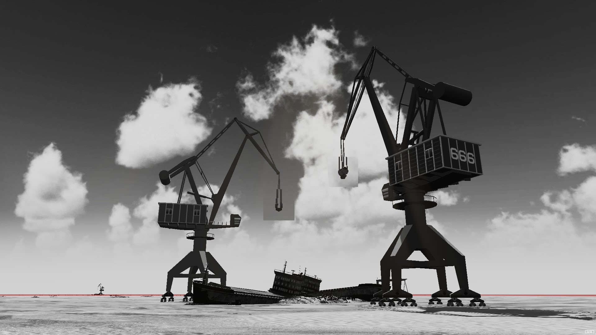 smoke - physical structure, cloud - sky, apocalyptic, day, sea, outdoors, air pollution, machinery, water, 1080P, monochrome, old building, architecture, HD Wallpaper