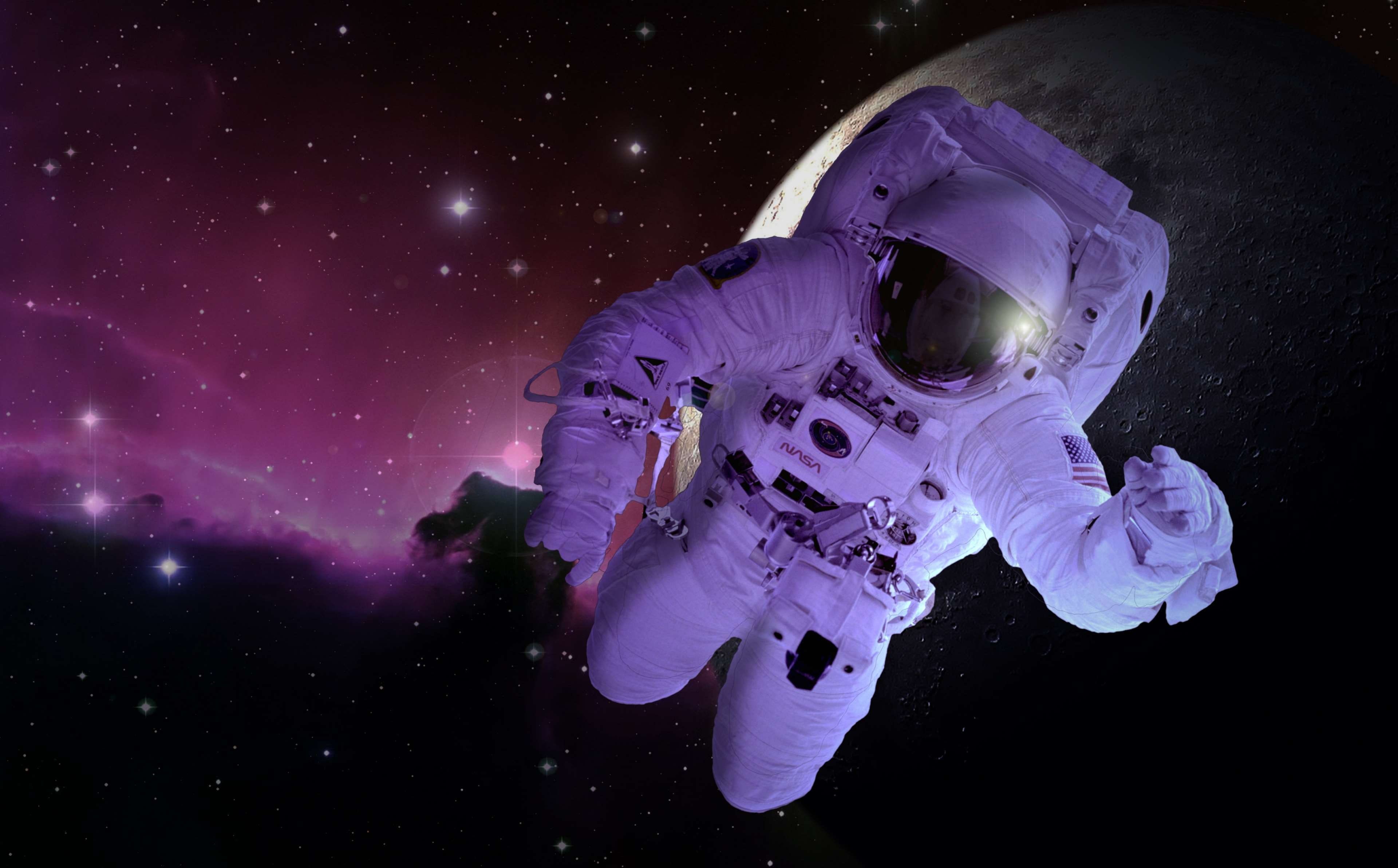 night, research, moon, globe, purple, galaxy, space exploration, star - space, weightless, people, astronaut, adventure, astronomy, discovery, float, technology, HD Wallpaper